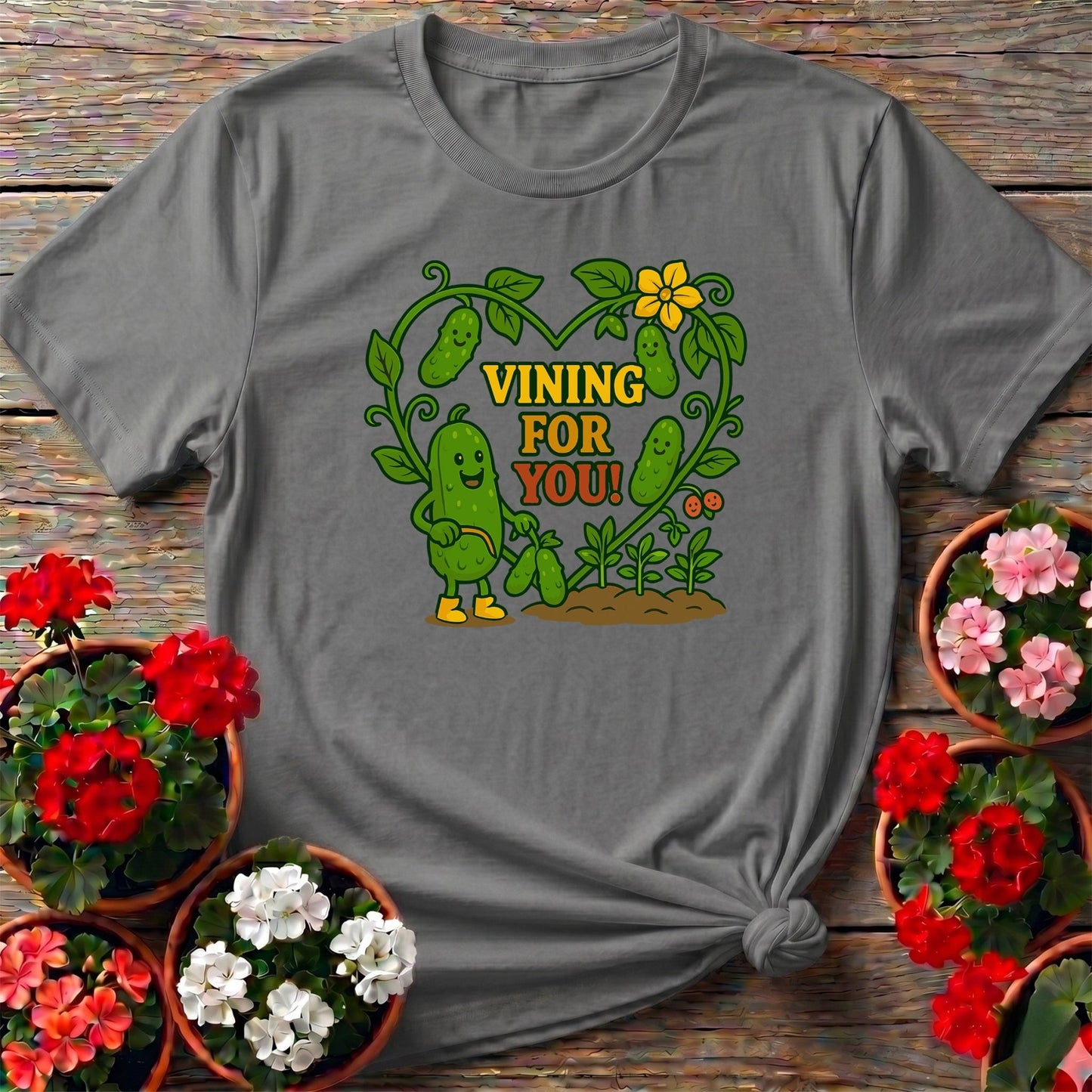Vining For You Funny Cucumber Heart T-shirt - GardeningTshirts