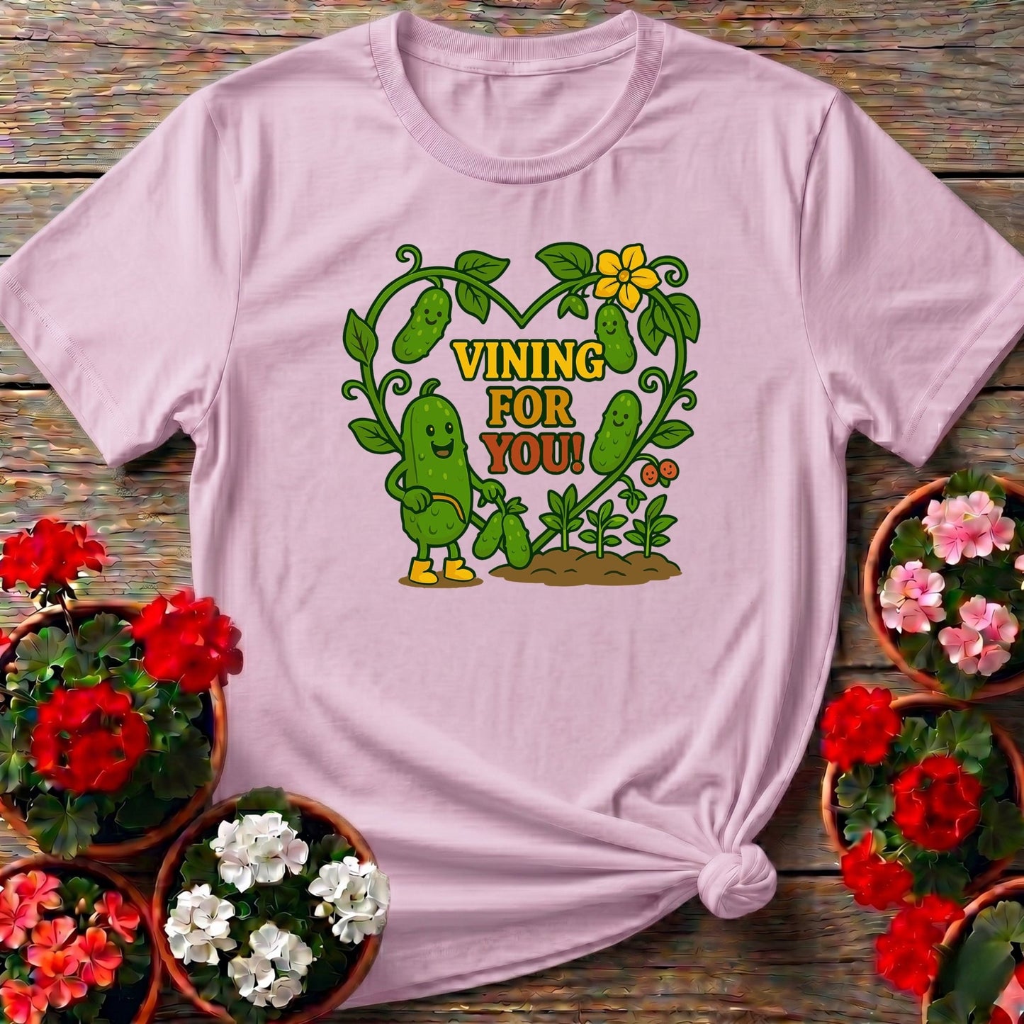Vining For You Funny Cucumber Heart T-shirt - GardeningTshirts