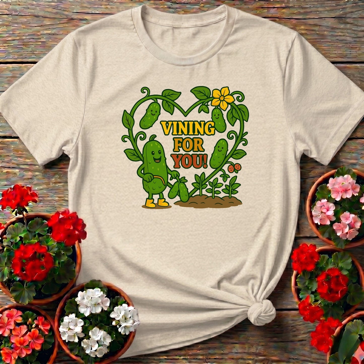 Vining For You Funny Cucumber Heart T-shirt - GardeningTshirts