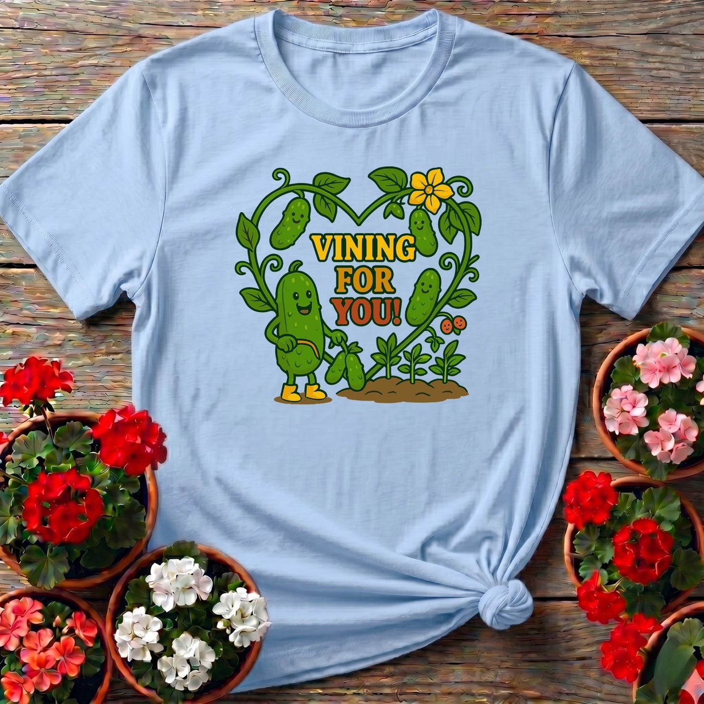 Vining For You Funny Cucumber Heart T-shirt - GardeningTshirts