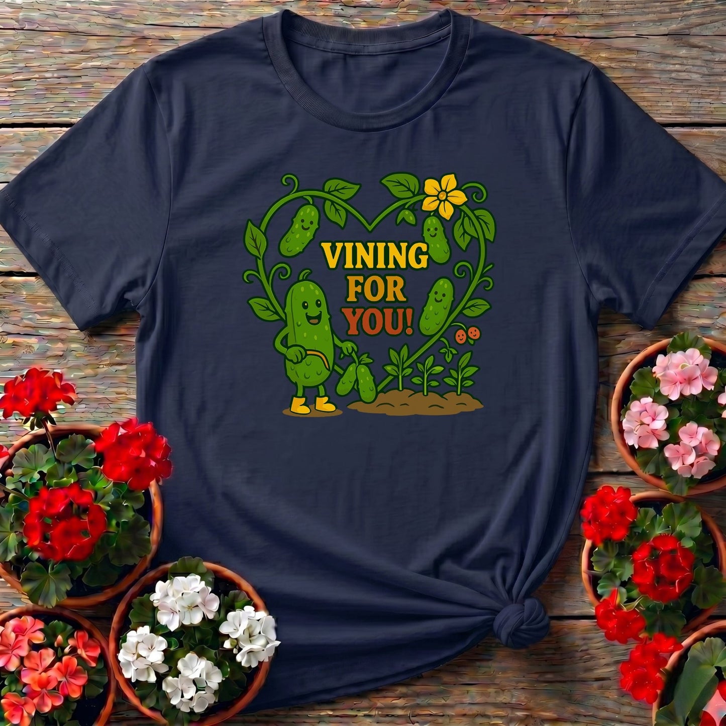 Vining For You Funny Cucumber Heart T-shirt - GardeningTshirts