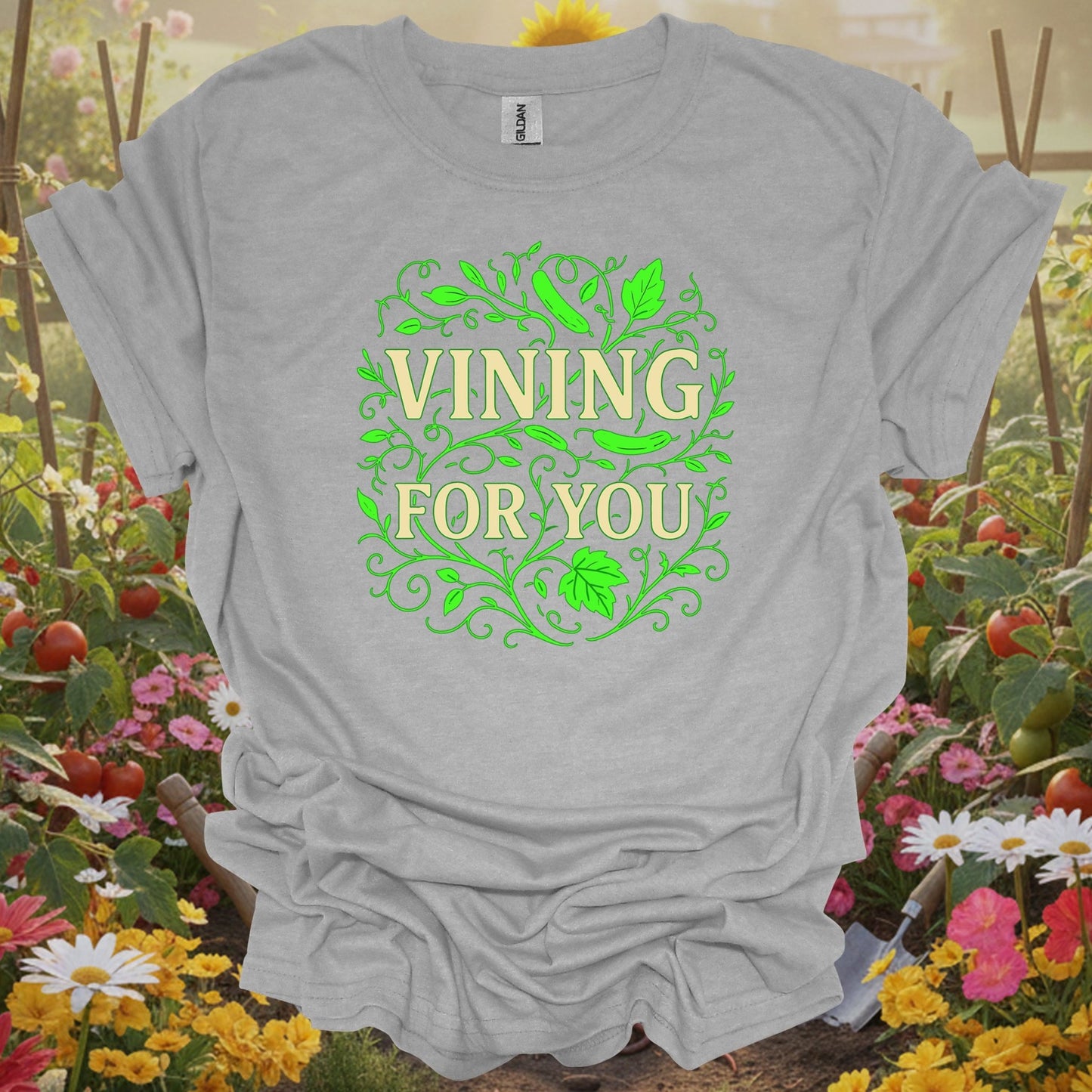 Sport Grey tee showing vining for you funny cucumber pun for garden hobbyists