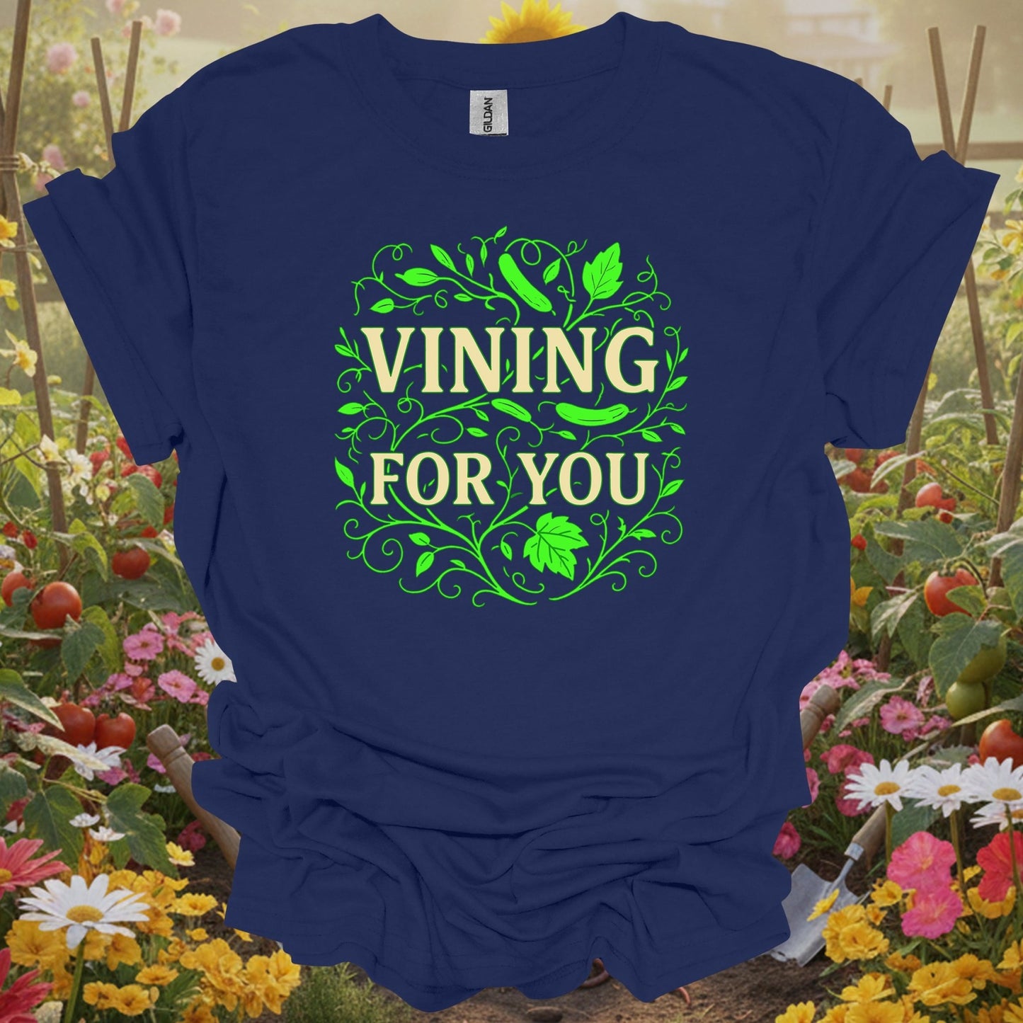 Navy top showing vining for you funny cucumber pun for green thumb folks
