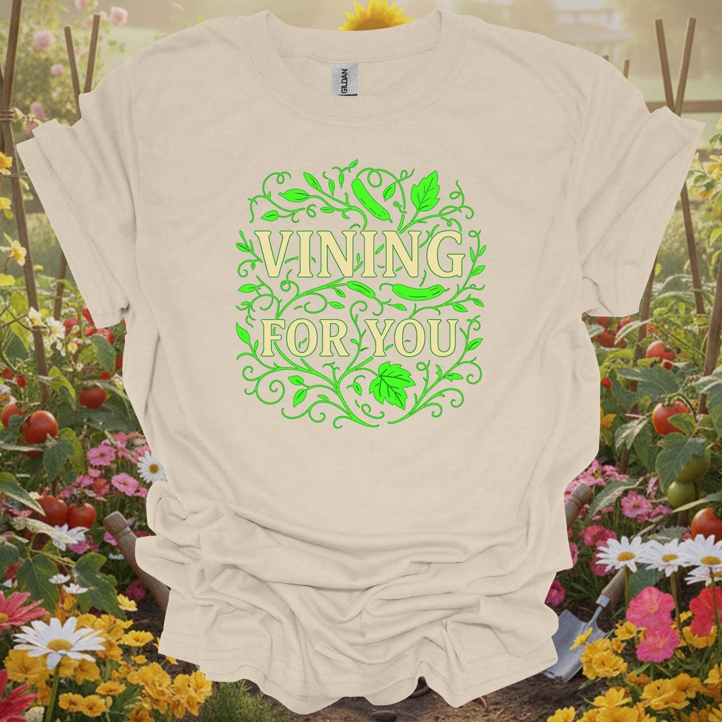 Natural tshirt showing vining for you funny cucumber pun for people who love plants