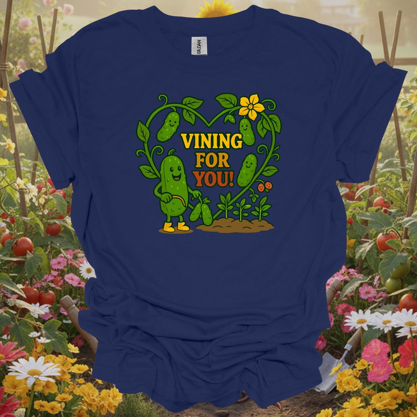 Navy top showing vining for you funny cucumber heart for green thumb folks
