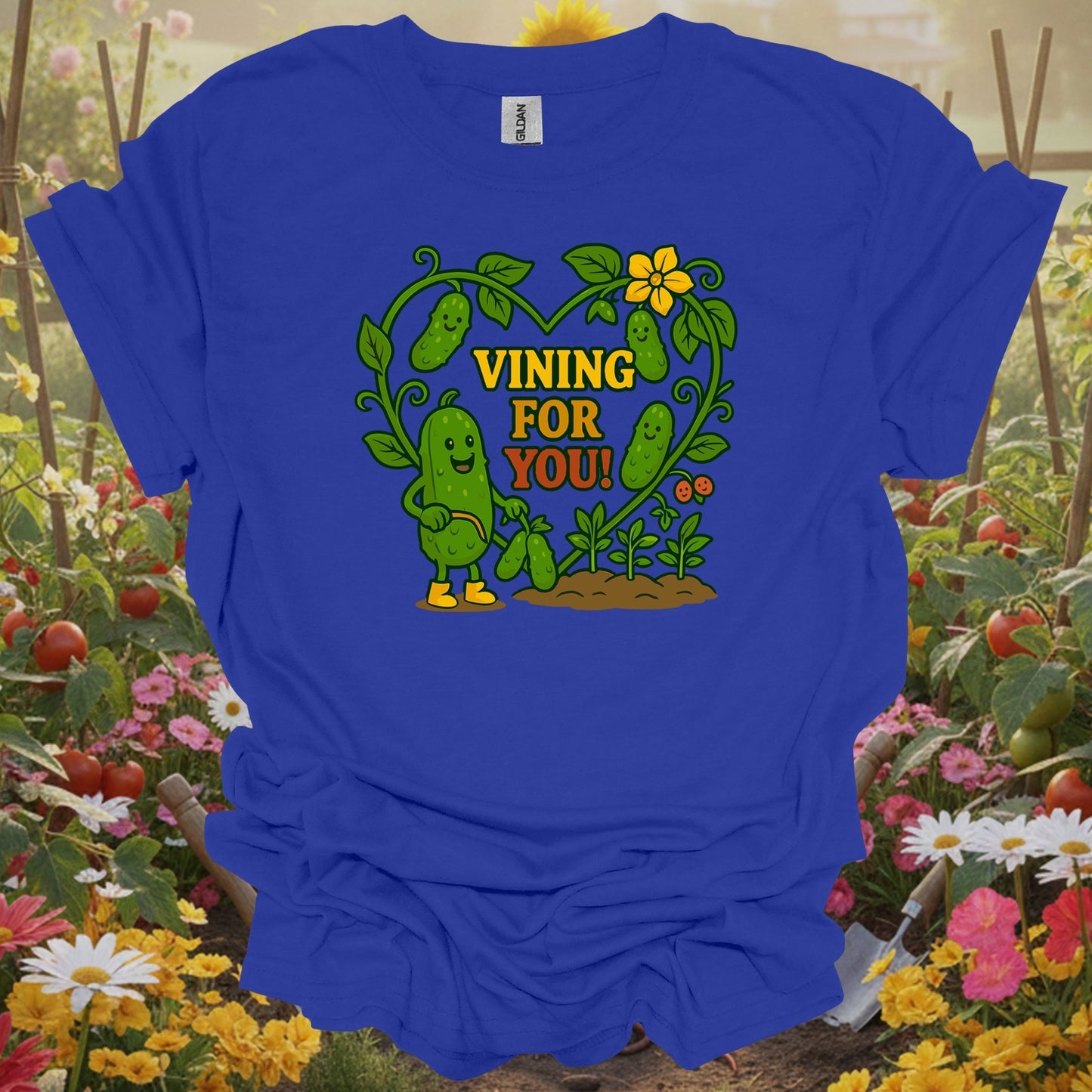 Royal tshirt showing vining for you funny cucumber heart for backyard growers