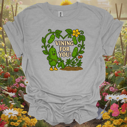 Sport Grey tshirt showing romantic pickle with vining for you pun for pickle lovers