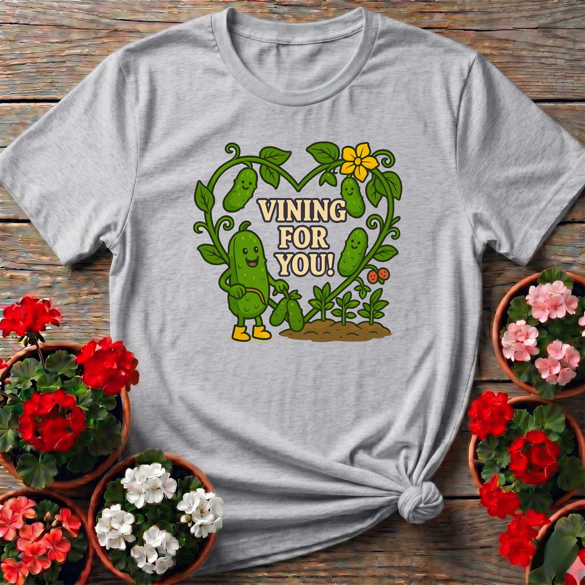 Vining For You Funny Romantic Pickle T-shirt - GardeningTshirts