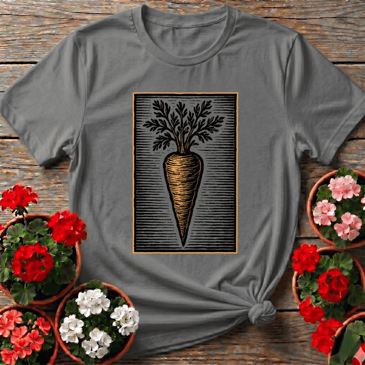 Vintage Linocut Carrot Botanical Art Tee - GardeningTshirts