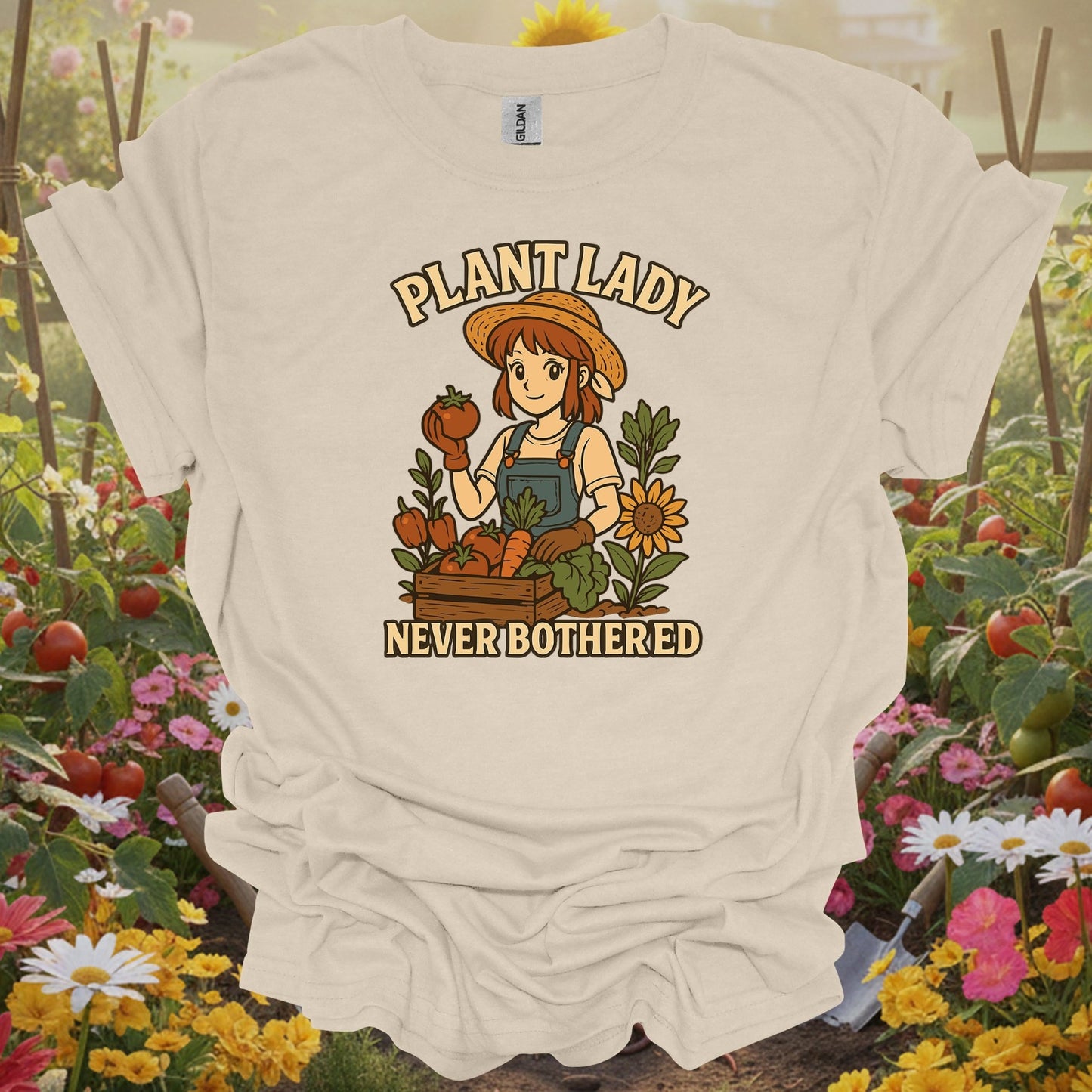 Natural tshirt showing plant lady never bothered cheerful anime for people who love plants