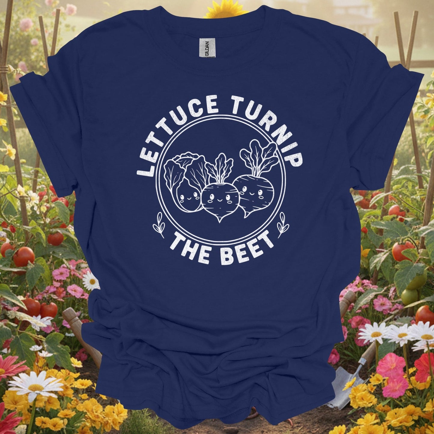 Vintage Style Kawaii Produce "Lettuce Turnip the Beet" Pun T-Shirt - GardeningTshirts
