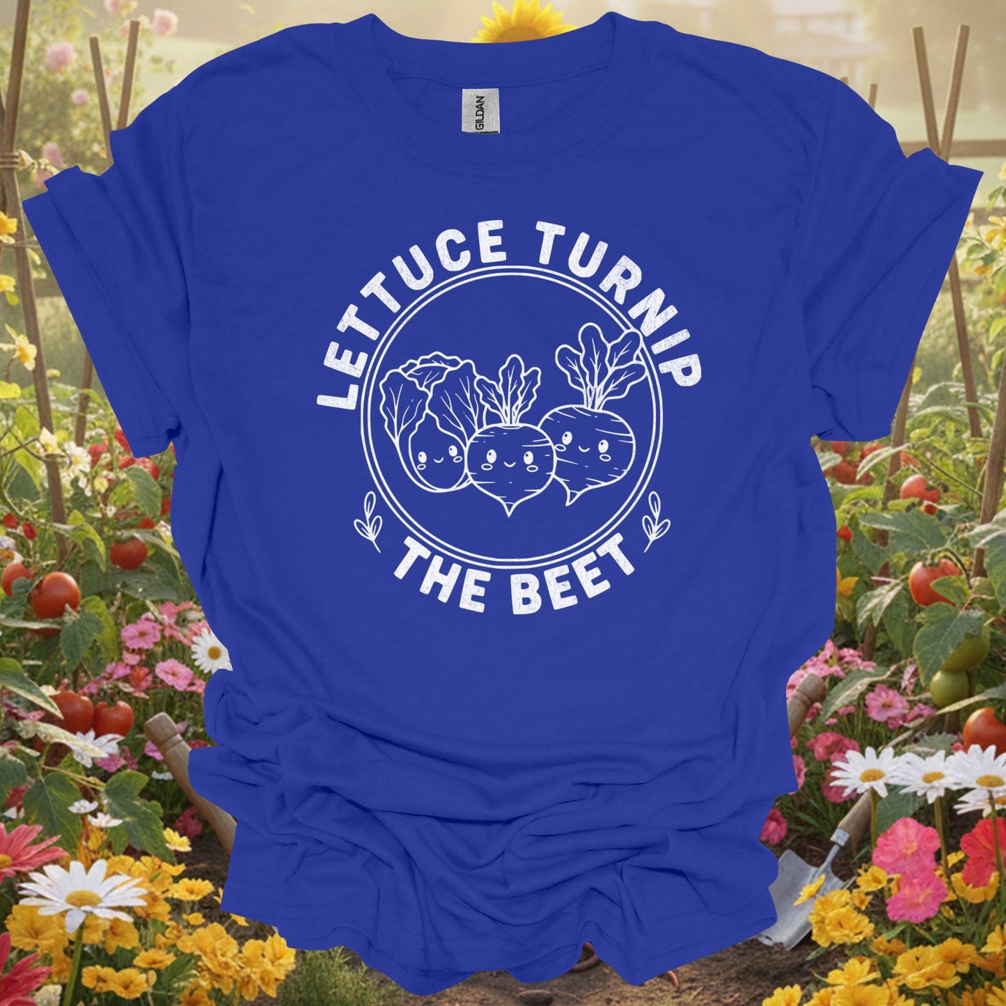 Vintage Style Kawaii Produce "Lettuce Turnip the Beet" Pun T-Shirt - GardeningTshirts