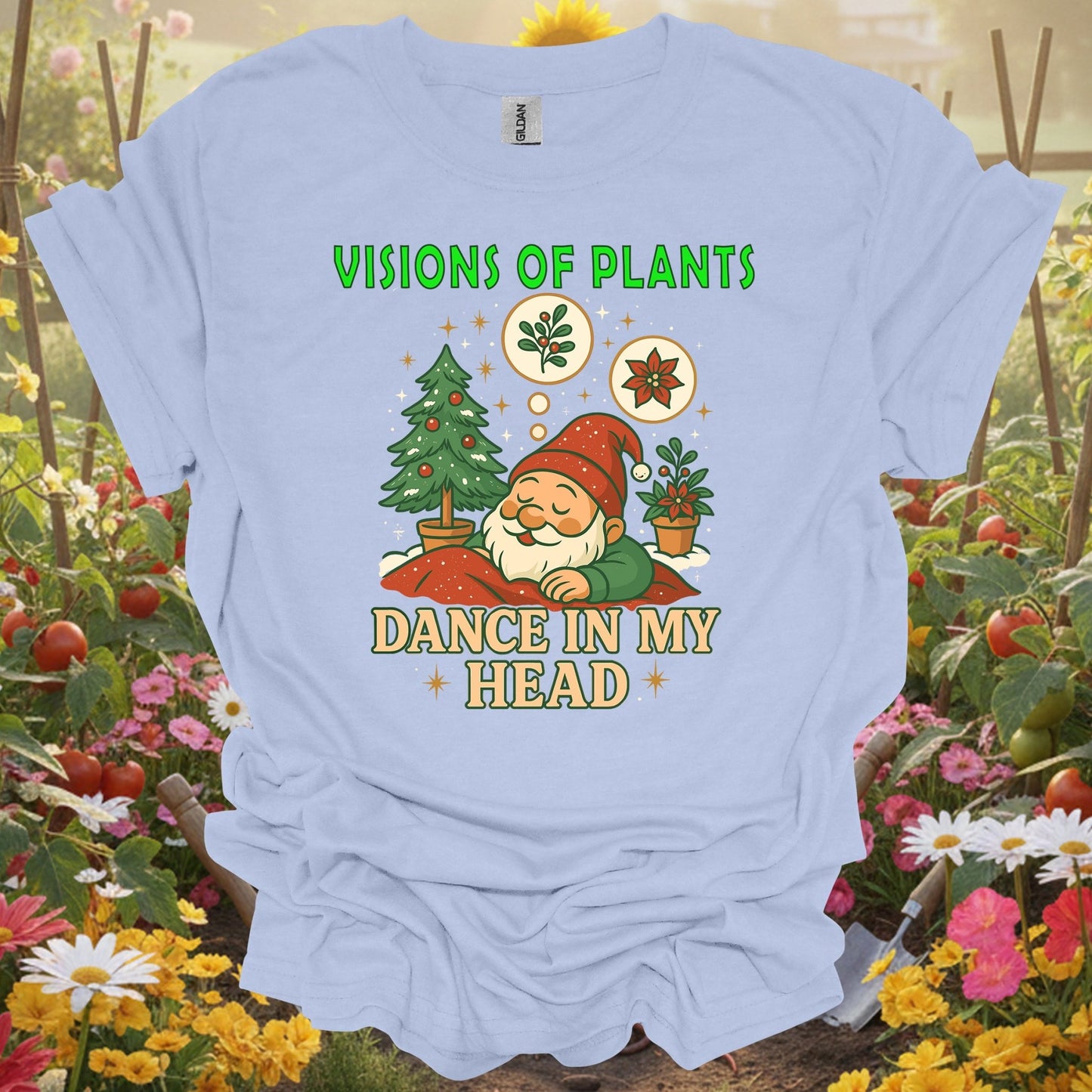 "Visions of Plants Dance In My Head" Christmas Gardening T-Shirt - GardeningTshirts
