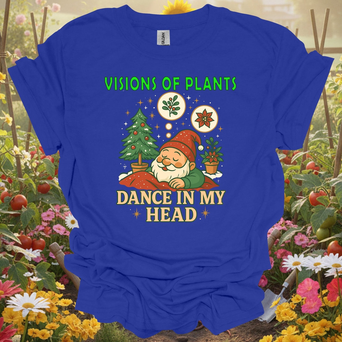 "Visions of Plants Dance In My Head" Christmas Gardening T-Shirt - GardeningTshirts