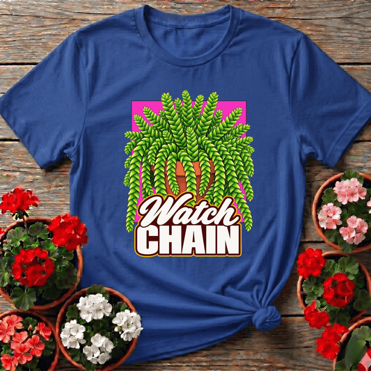 Royal pop-art style cactus gardening shirt with cascading succulent illustration for plant fans