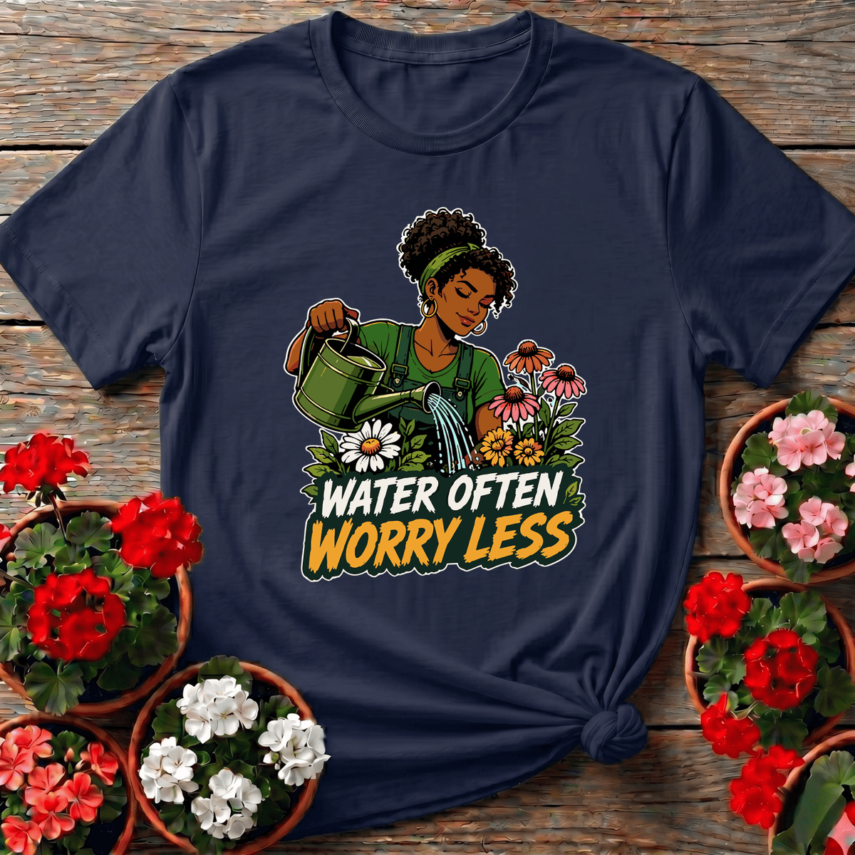Water Often Worry Less Gardening T-Shirt for Women - GardeningTshirts