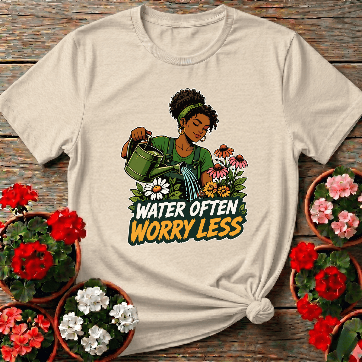 Water Often Worry Less Gardening T-Shirt for Women - GardeningTshirts