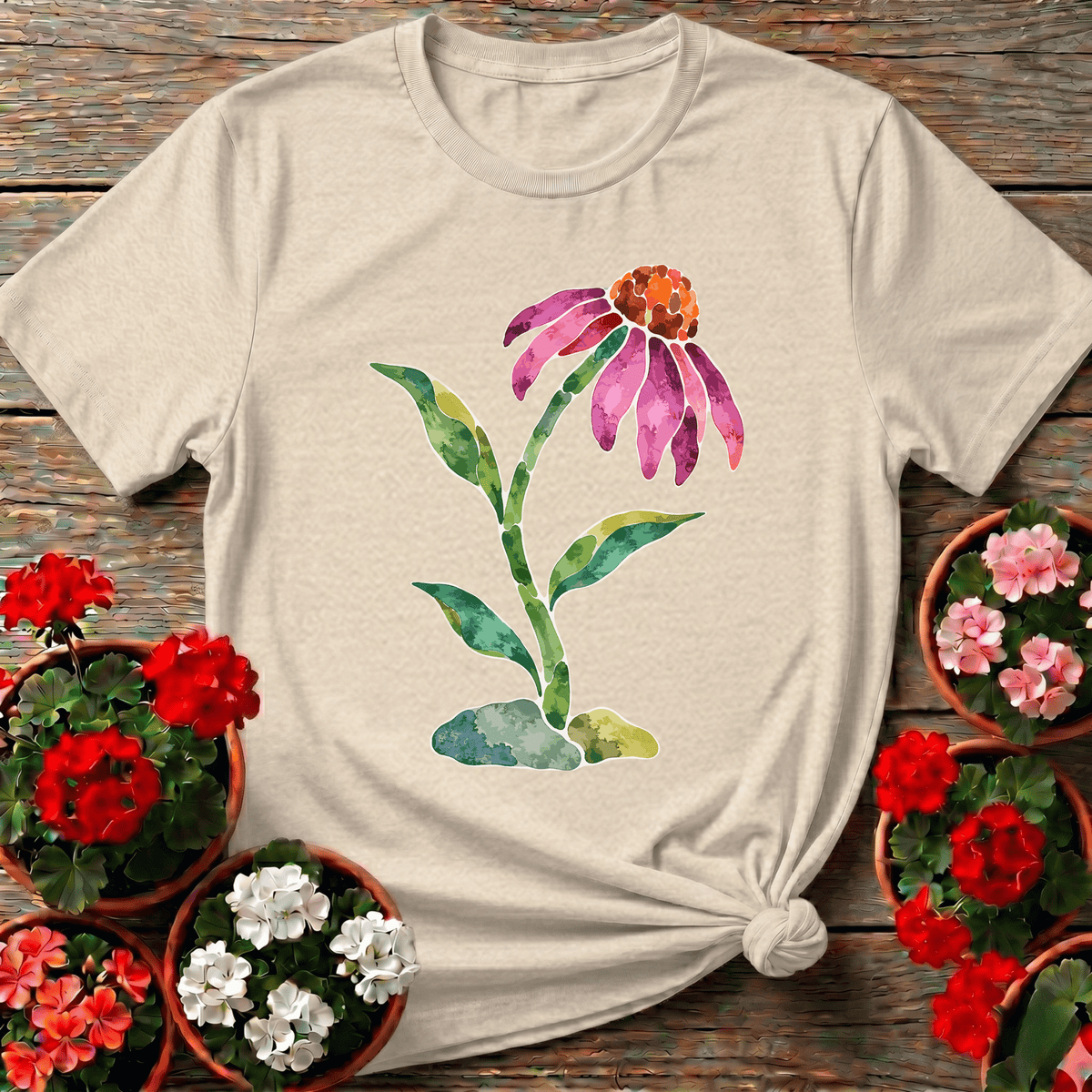 Watercolor Coneflower Gardening T-Shirt for Plant Lovers - GardeningTshirts