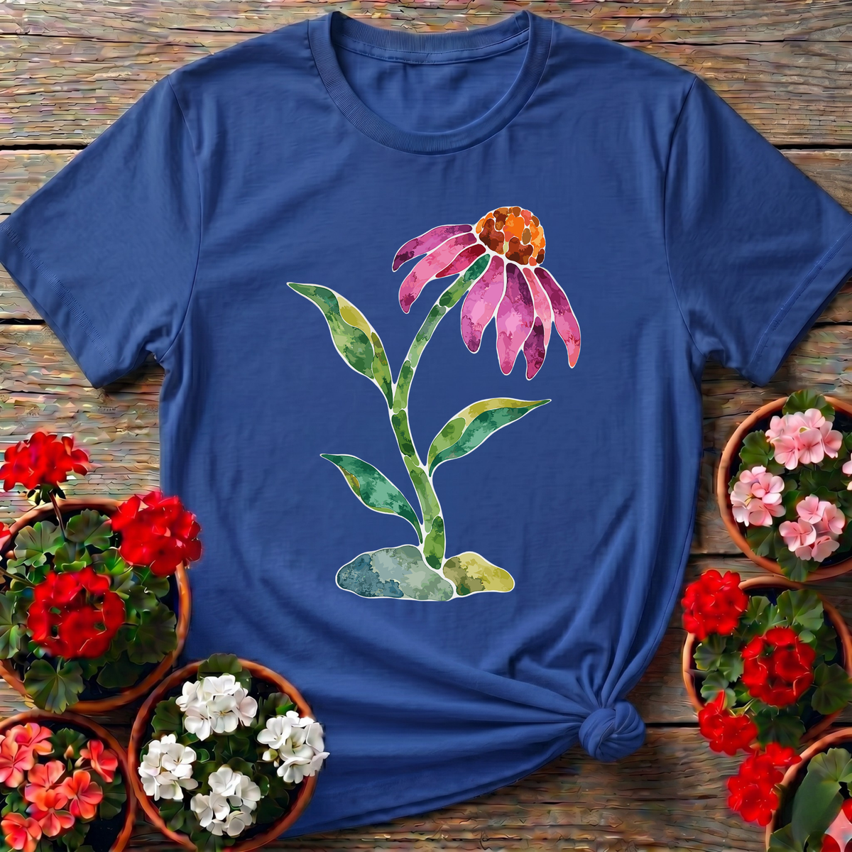 Watercolor Coneflower Gardening T-Shirt for Plant Lovers - GardeningTshirts