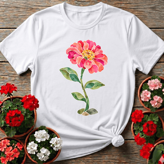 Watercolor Hollyhock Flower Gardening Tee - GardeningTshirts