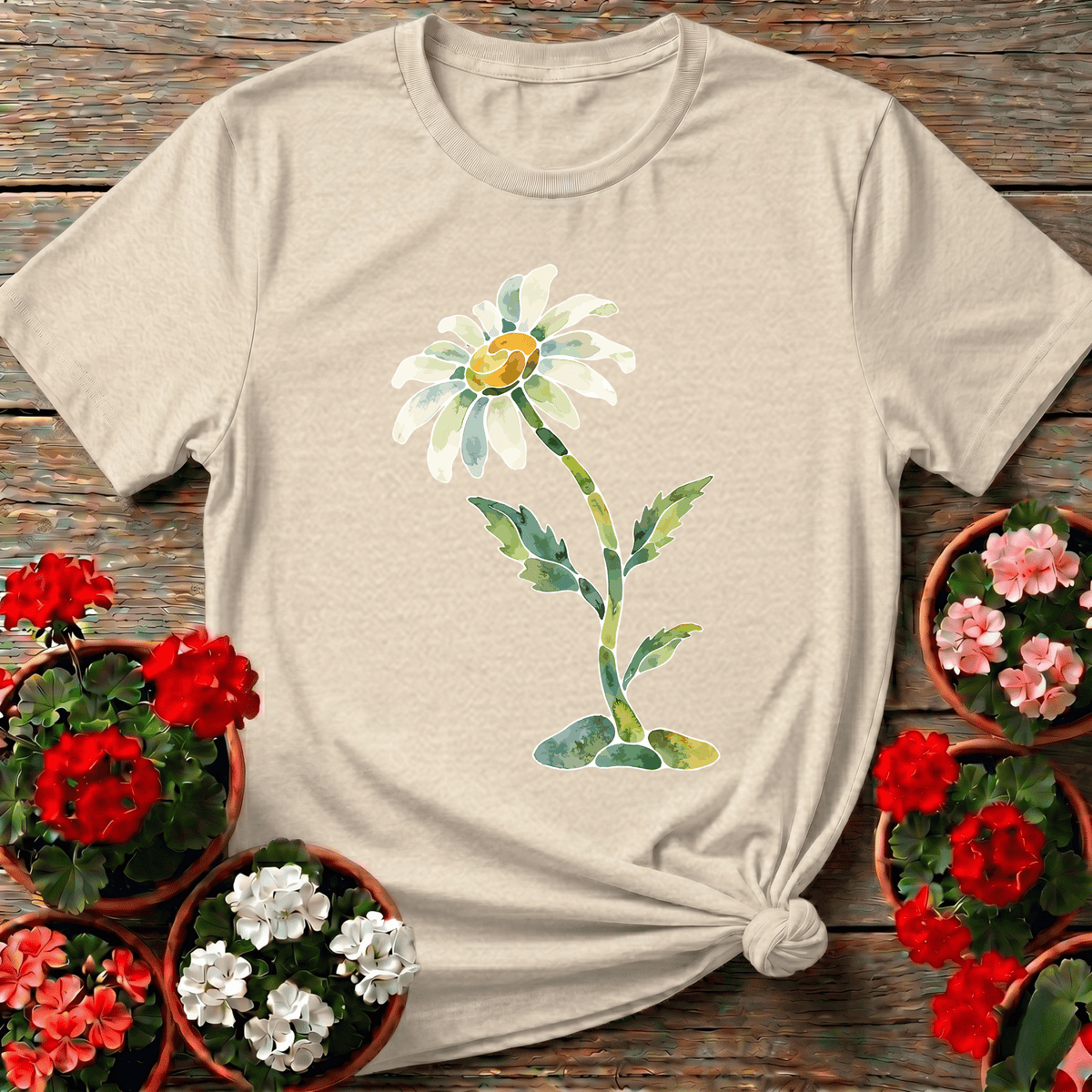 Watercolor Oxeye Daisy Gardening Tee for Plant Lovers - GardeningTshirts