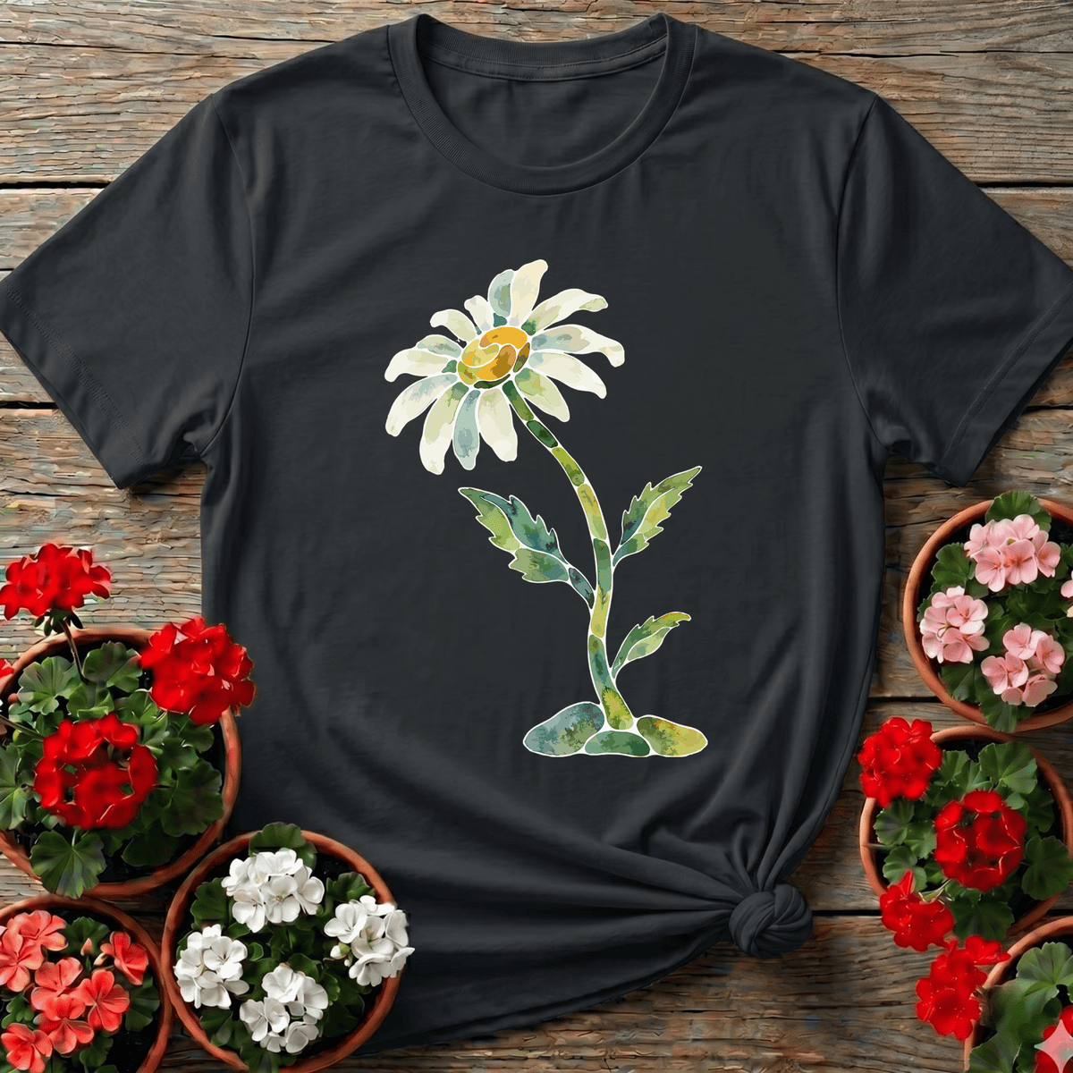 Watercolor Oxeye Daisy Gardening Tee for Plant Lovers - GardeningTshirts