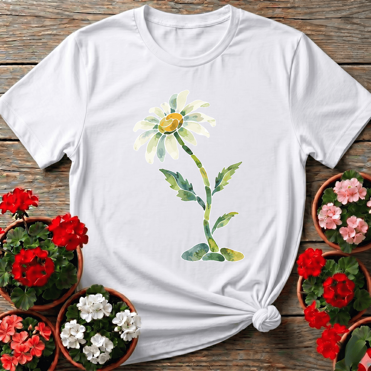 Watercolor Oxeye Daisy Gardening Tee for Plant Lovers - GardeningTshirts