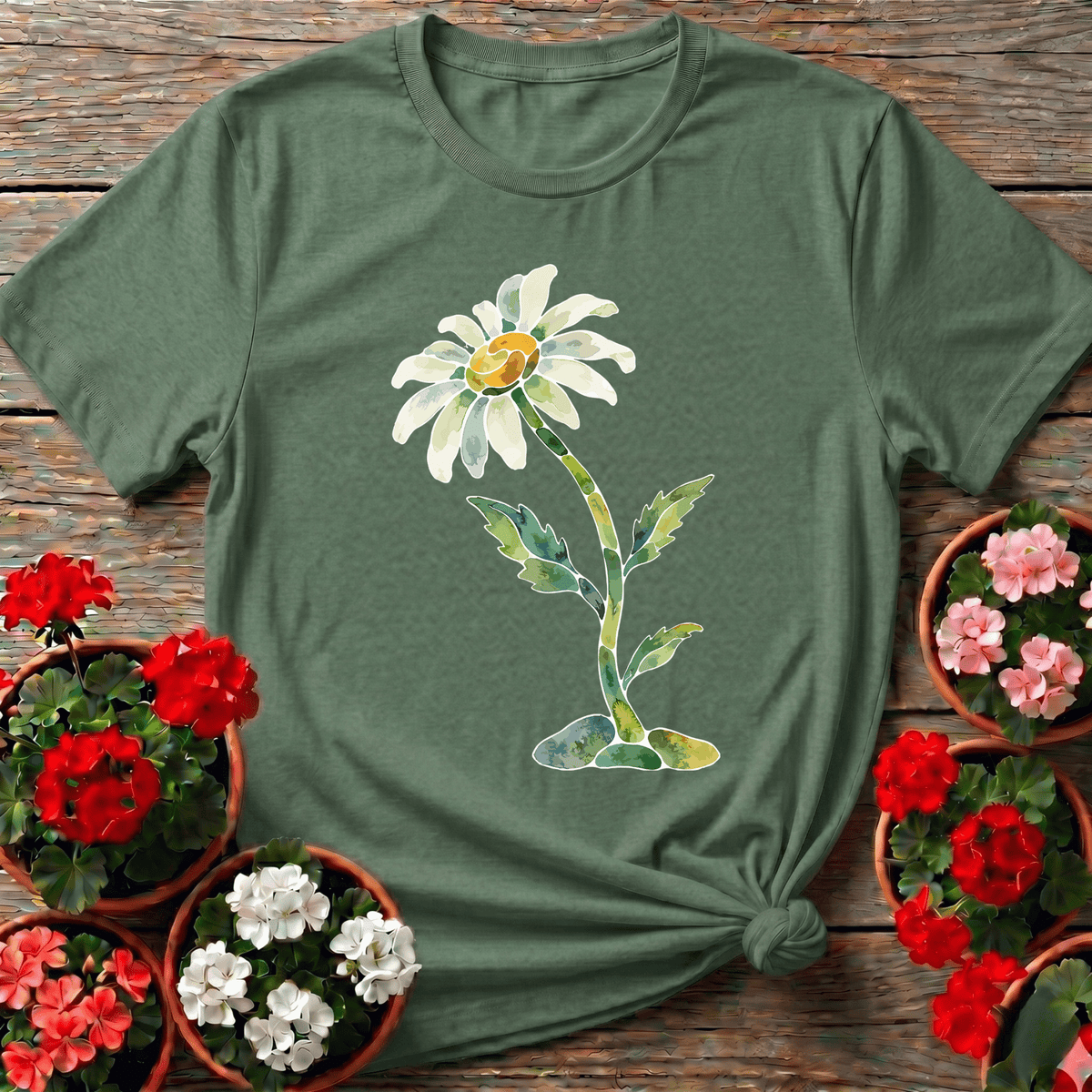 Watercolor Oxeye Daisy Gardening Tee for Plant Lovers - GardeningTshirts