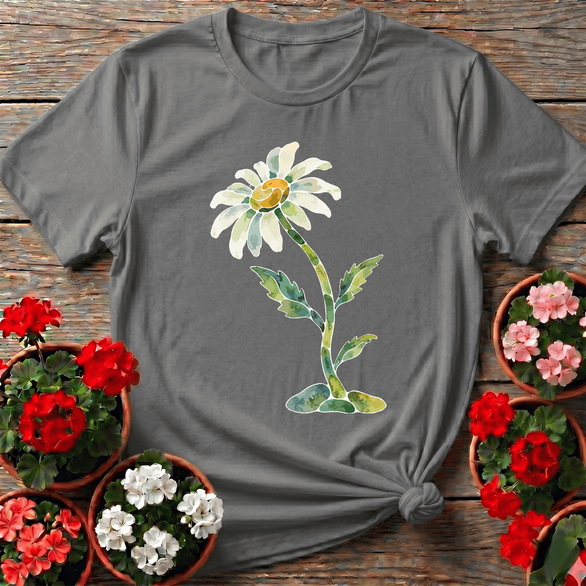 Watercolor Oxeye Daisy Gardening Tee for Plant Lovers - GardeningTshirts