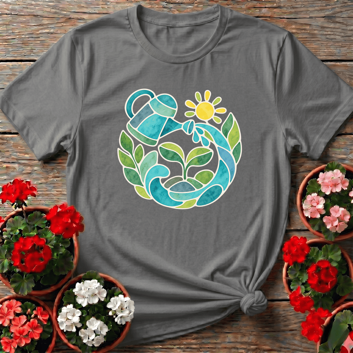 Watercolor Watering Can Garden Art Gardening T-Shirt - GardeningTshirts