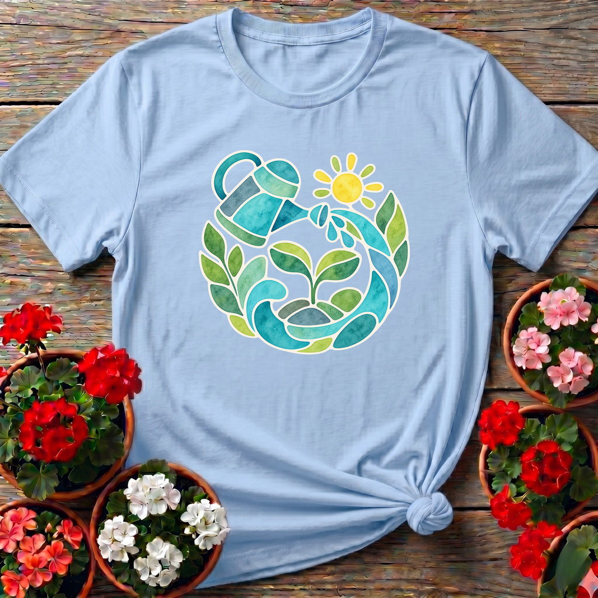 Watercolor Watering Can Garden Art Gardening T-Shirt - GardeningTshirts