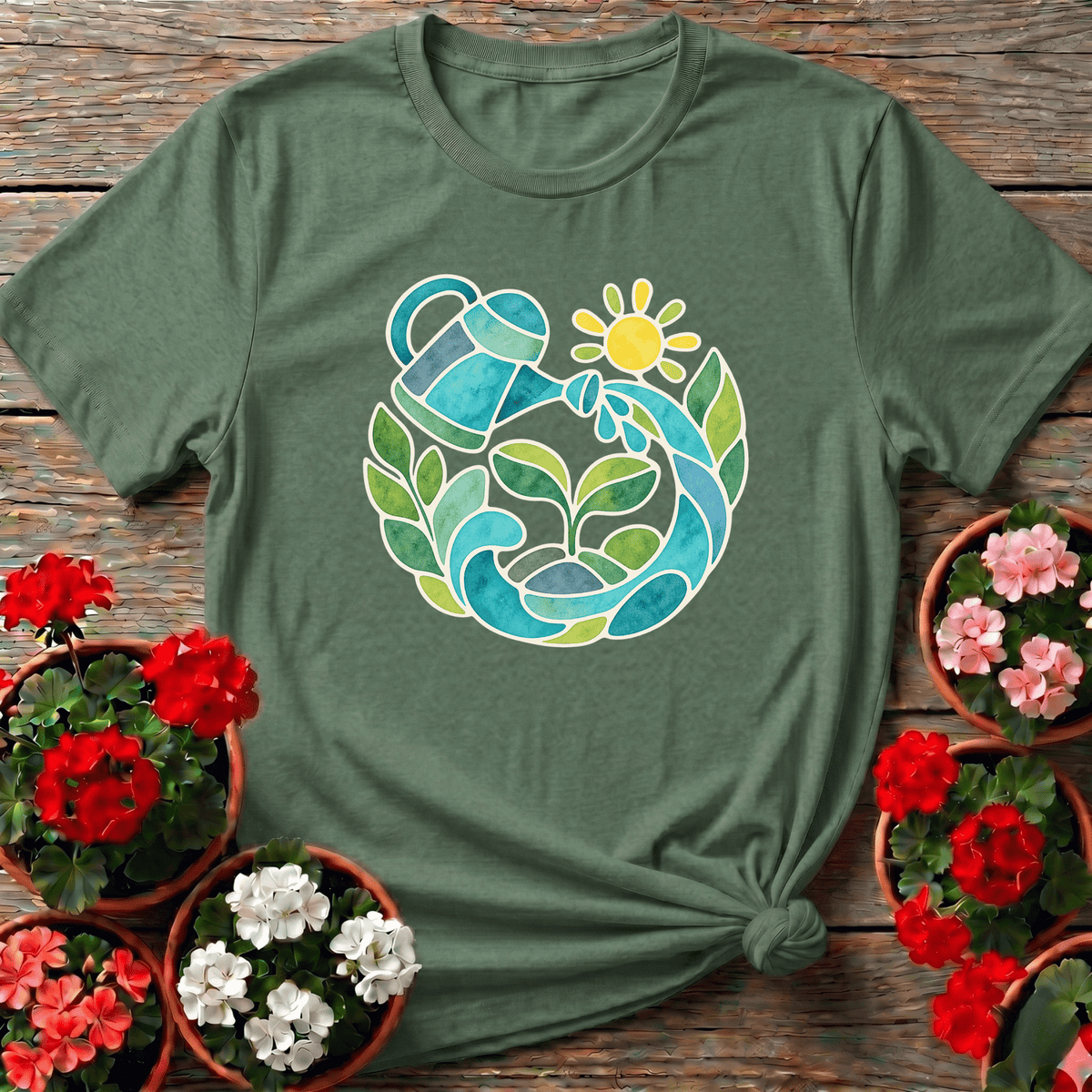 Watercolor Watering Can Garden Art Gardening T-Shirt - GardeningTshirts