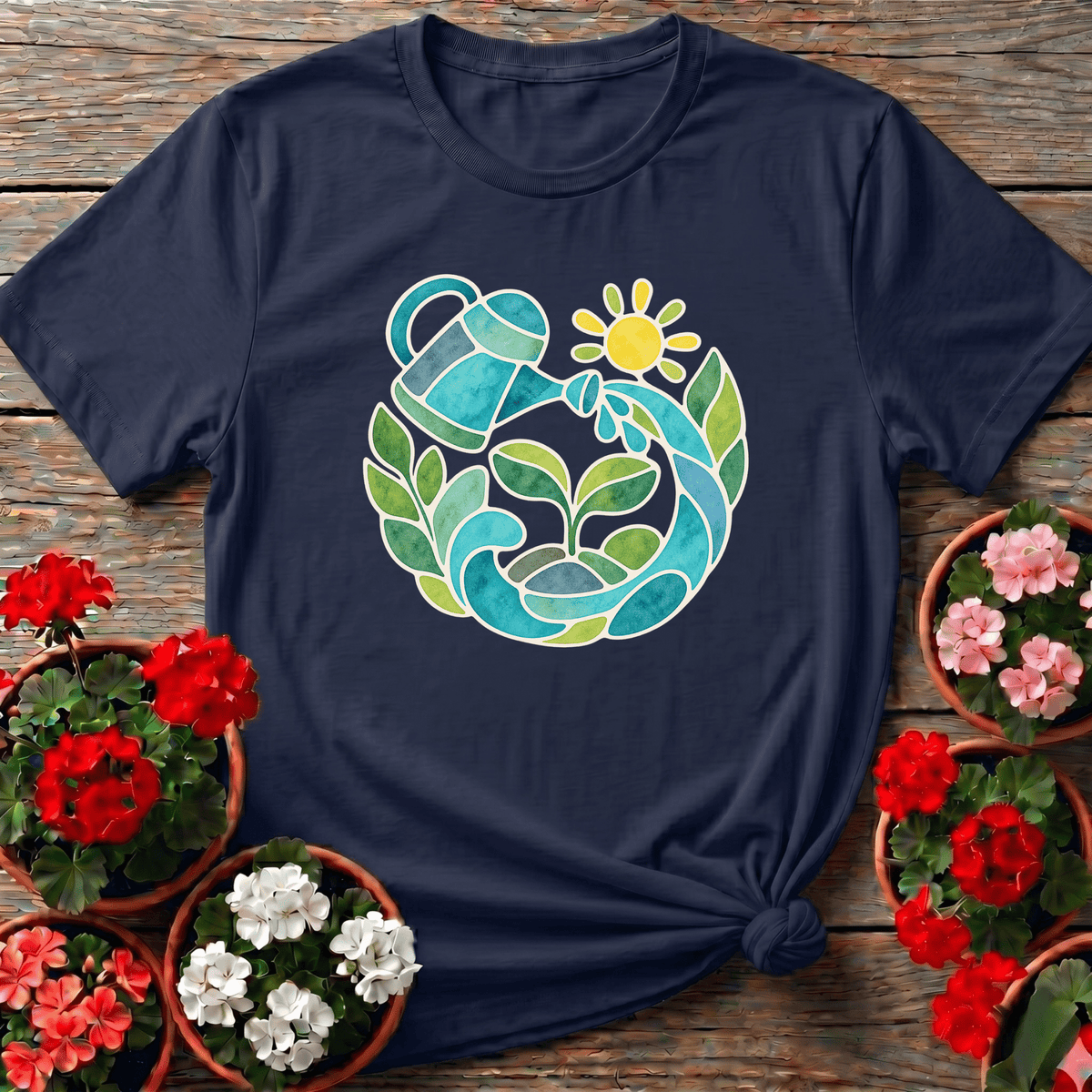Watercolor Watering Can Garden Art Gardening T-Shirt - GardeningTshirts
