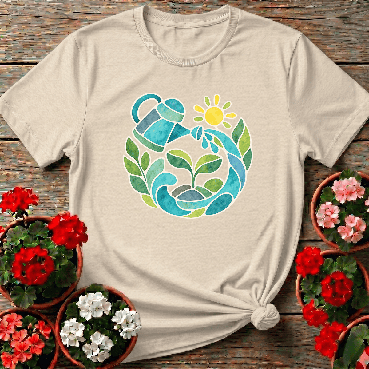 Watercolor Watering Can Garden Art Gardening T-Shirt - GardeningTshirts