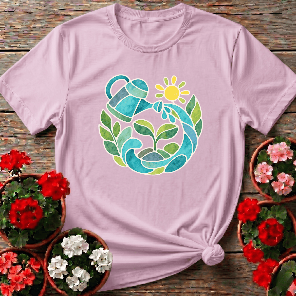 Watercolor Watering Can Garden Art Gardening T-Shirt - GardeningTshirts