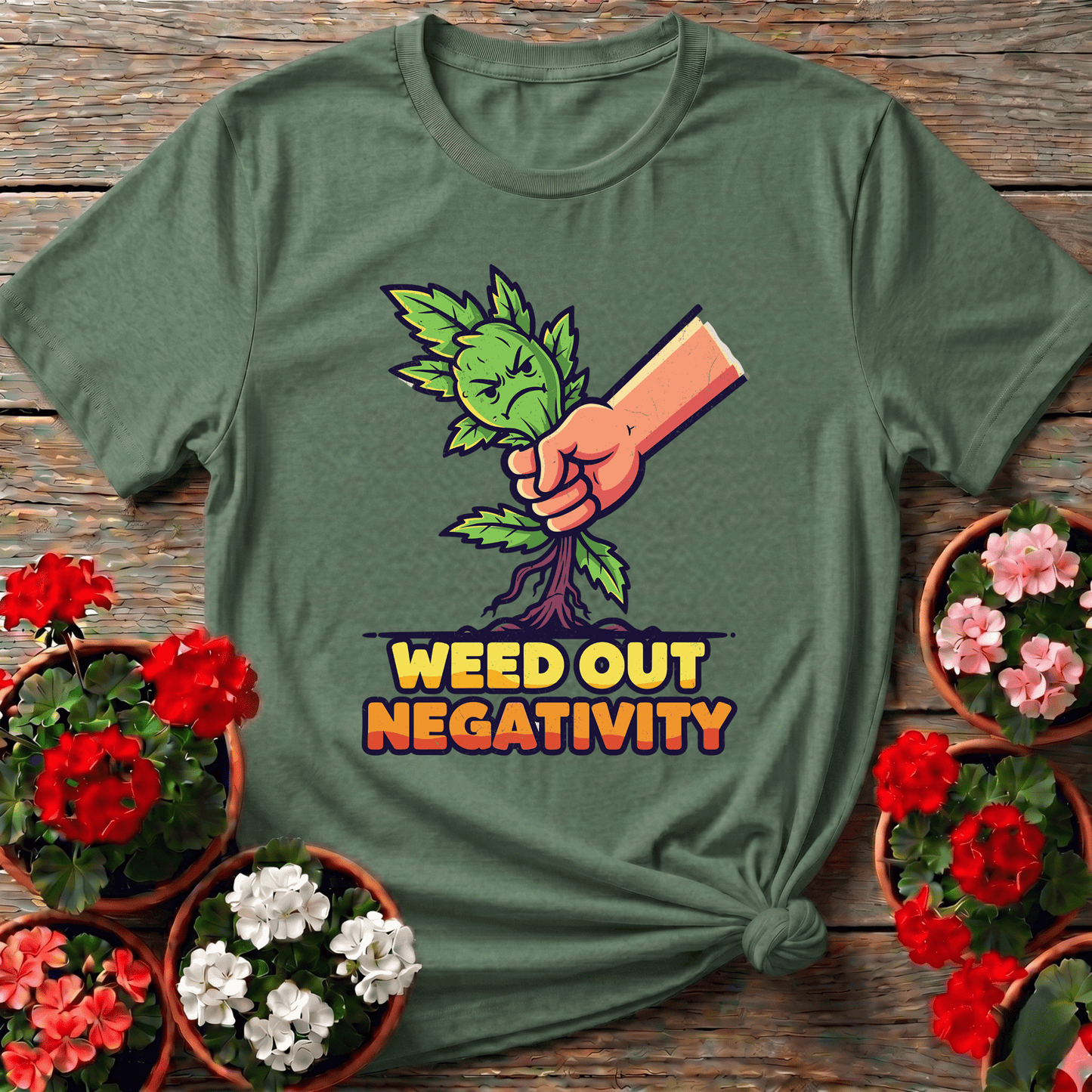 Weed Out Negativity Funny Gardening Tee - GardeningTshirts