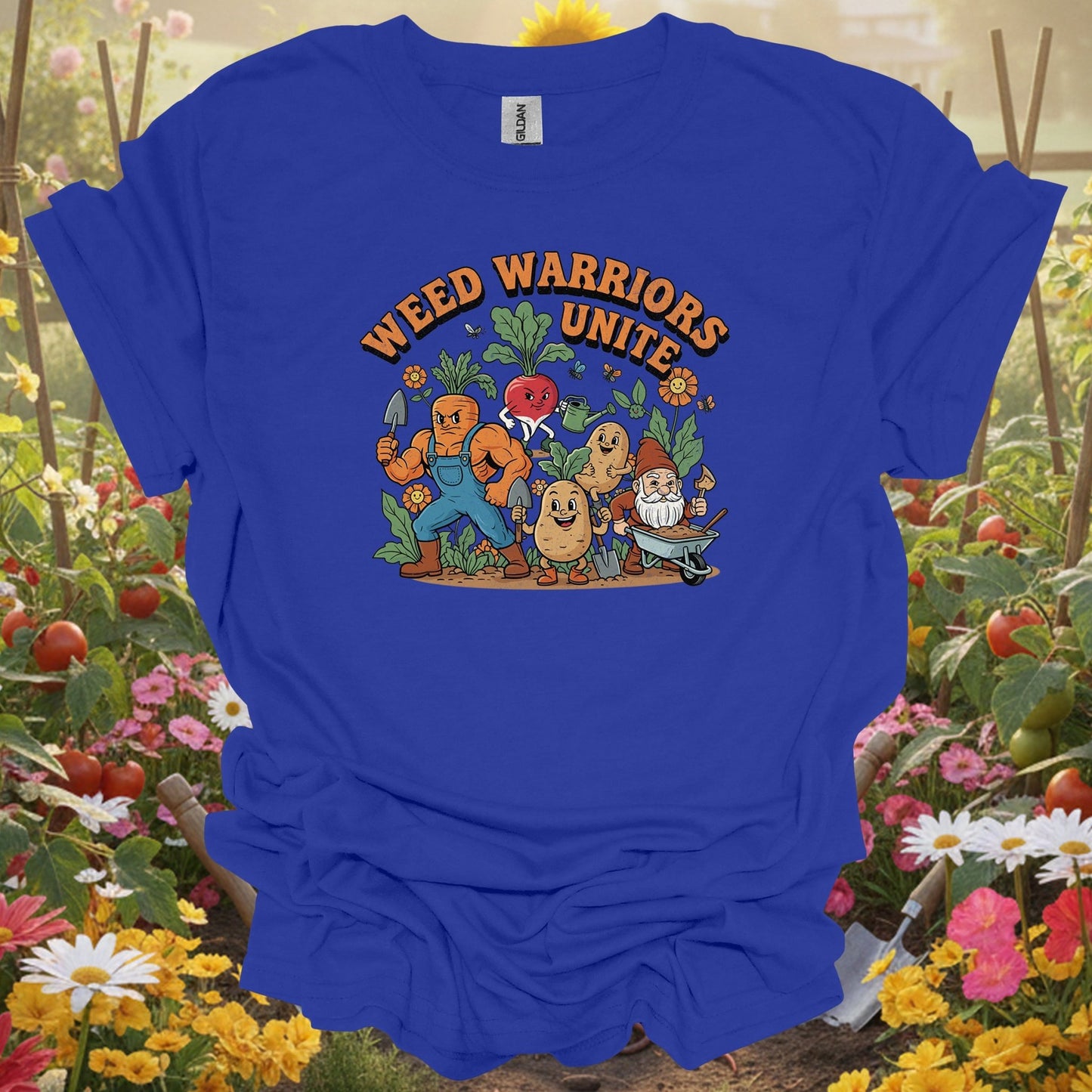 Royal weed warriors unite funny gardening shirt for vegetable gardeners, community growers, funny slogan fans, veteran wee...