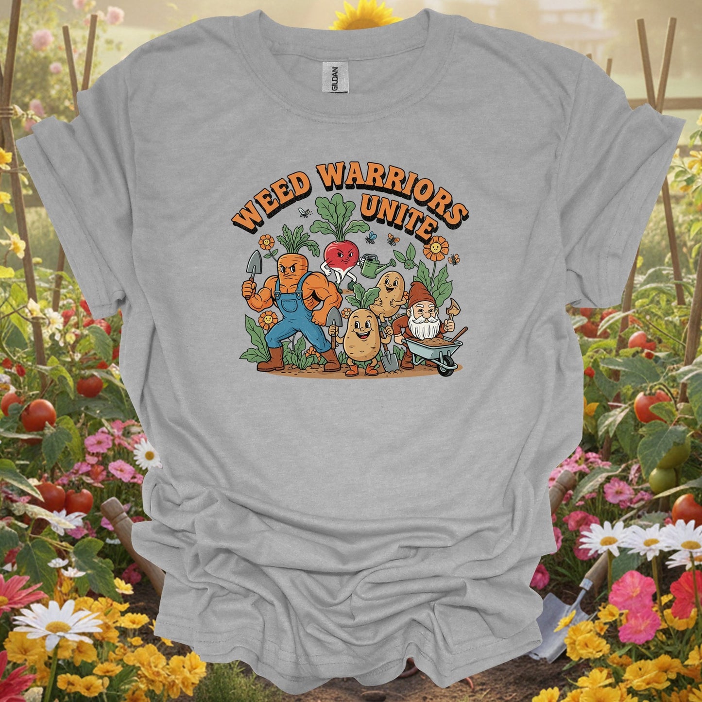 Sport grey weed warriors unite funny gardening shirt for vegetable gardeners, community growers, funny slogan fans, vetera...