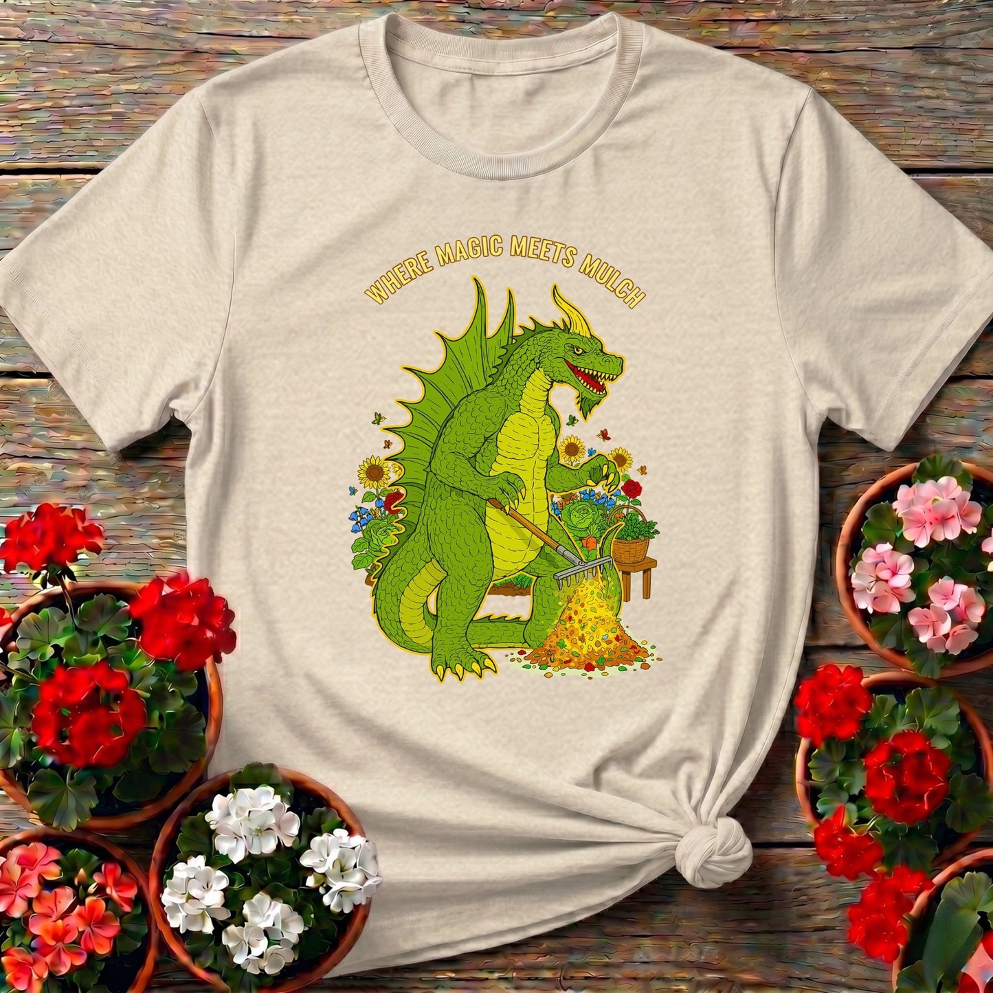 Where Magic Meets Mulch Dragon T-shirt - GardeningTshirts