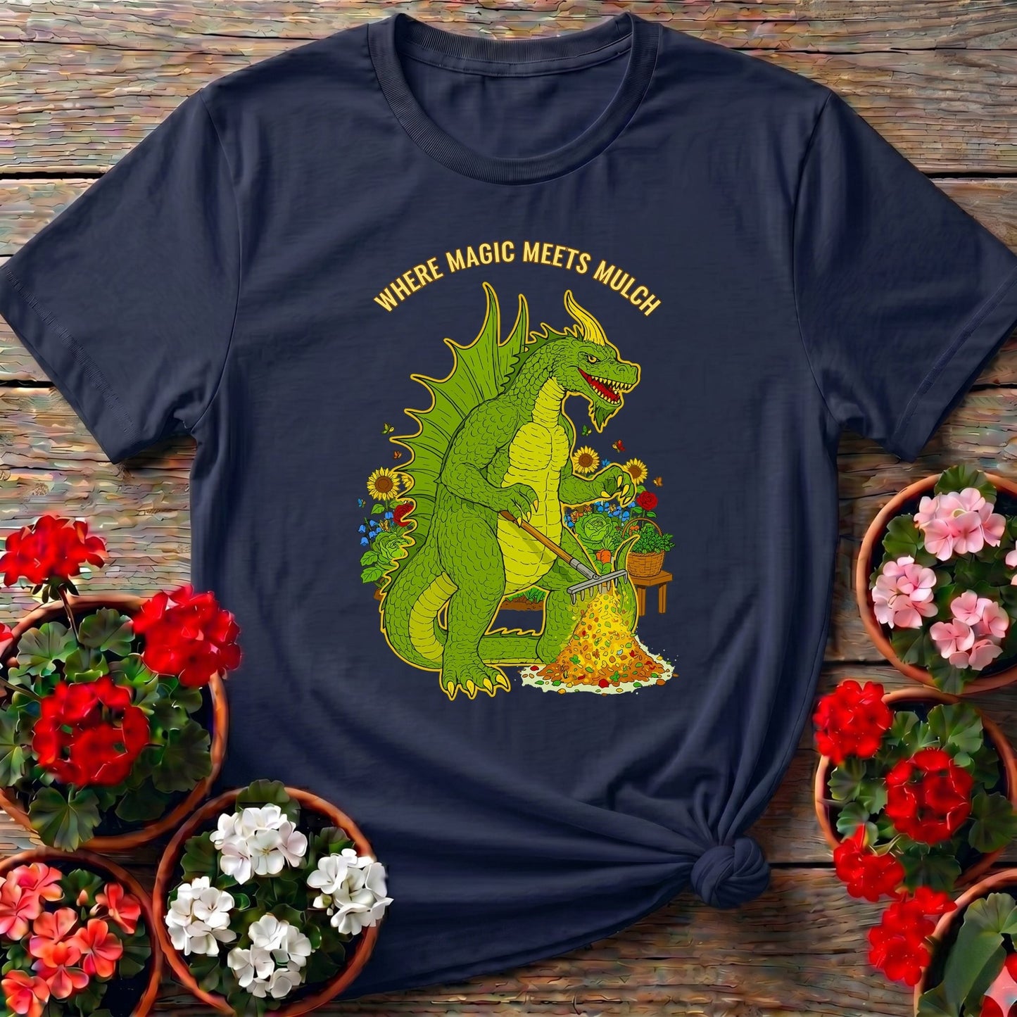 Where Magic Meets Mulch Dragon T-shirt - GardeningTshirts
