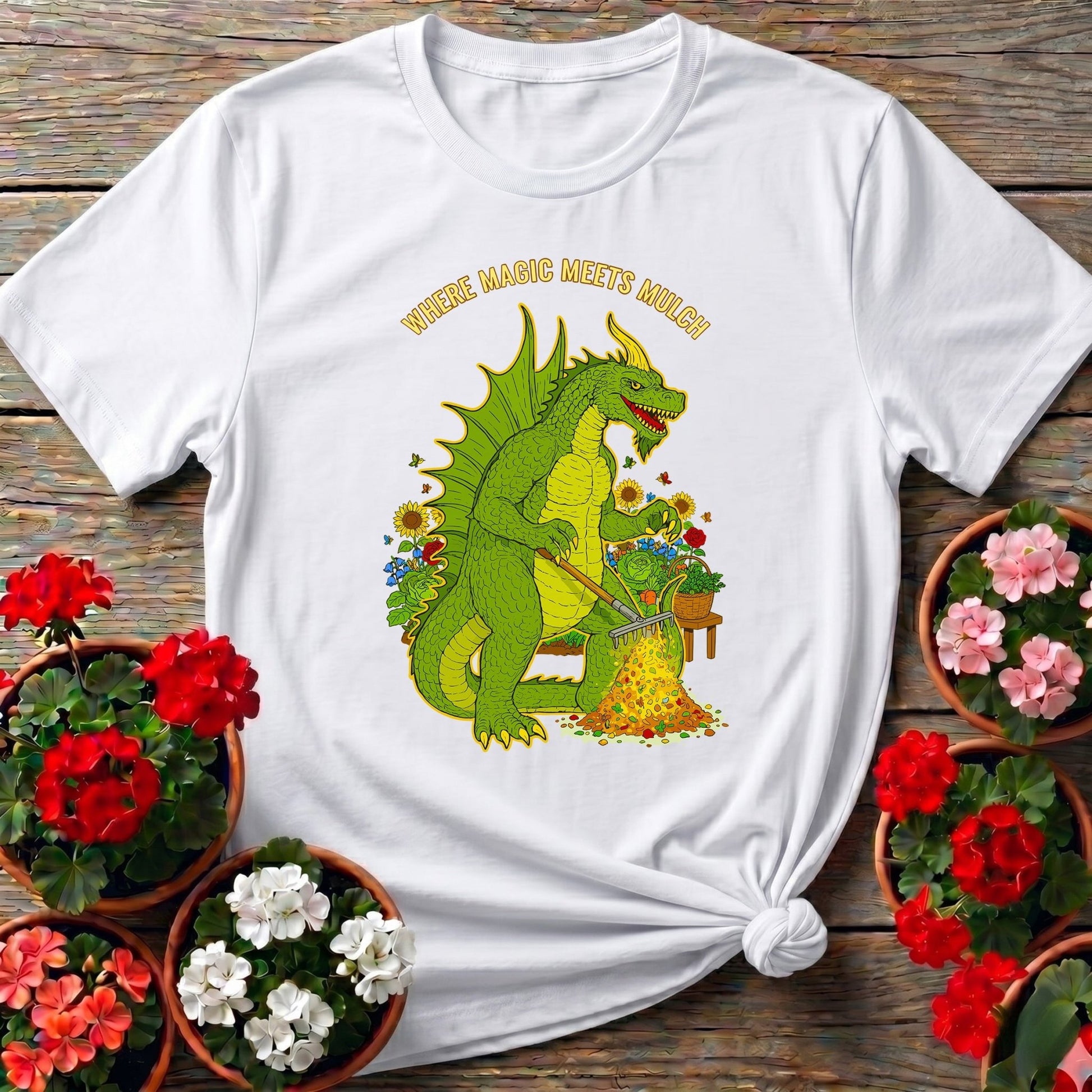 Where Magic Meets Mulch Dragon T-shirt - GardeningTshirts
