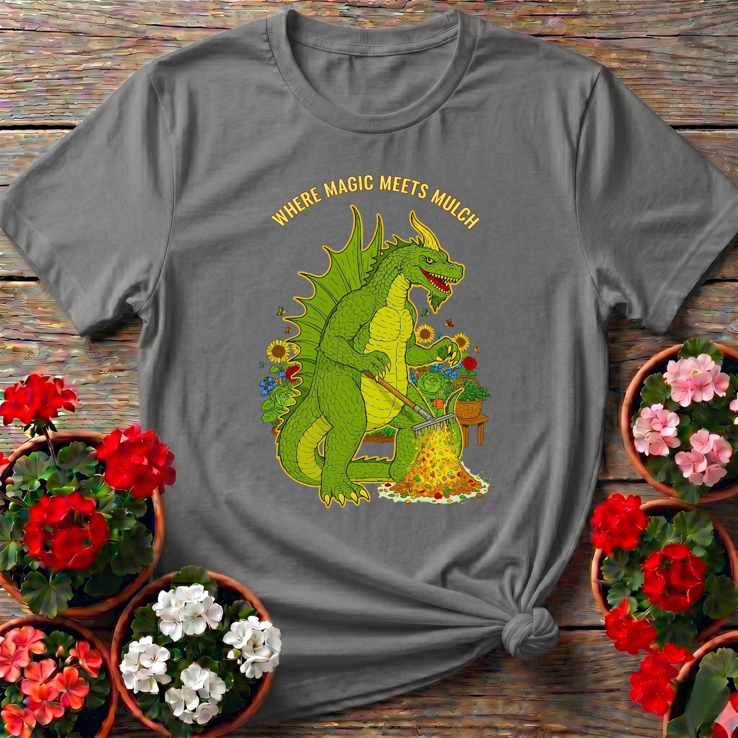 Where Magic Meets Mulch Dragon T-shirt - GardeningTshirts