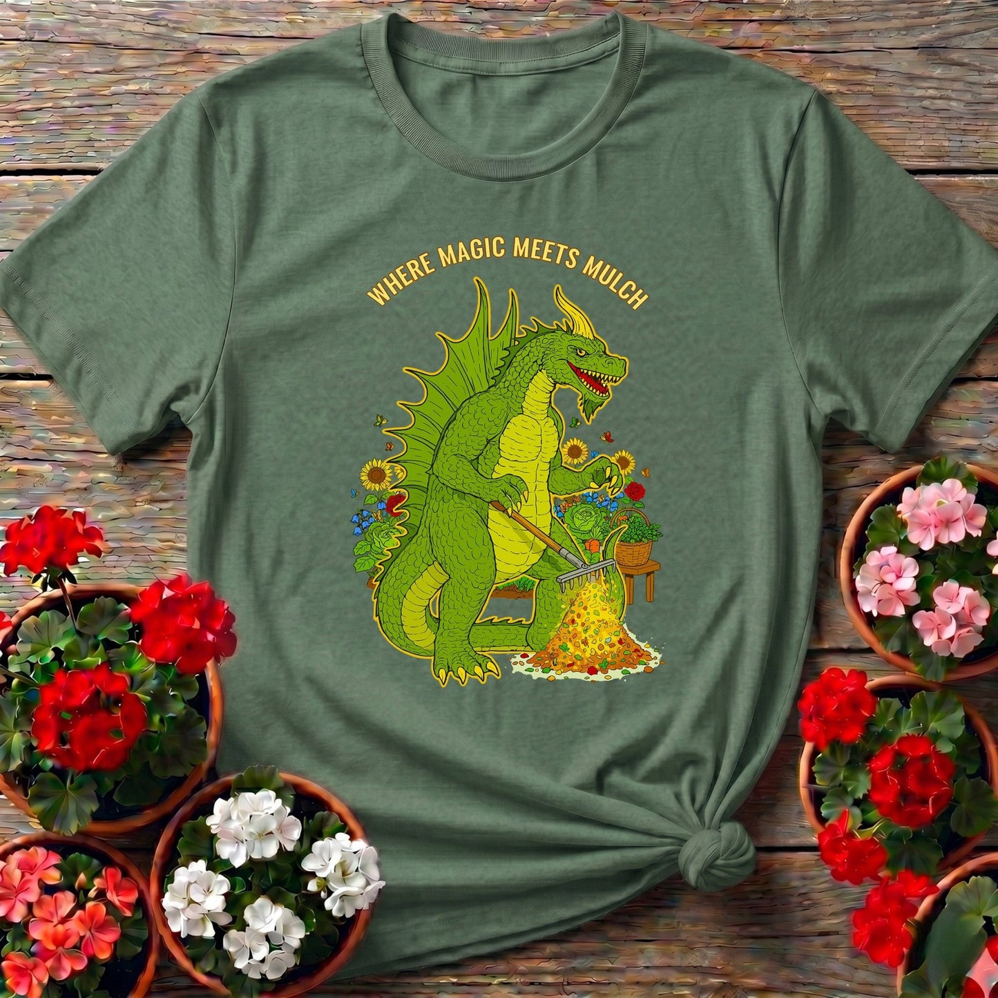 Where Magic Meets Mulch Dragon T-shirt - GardeningTshirts