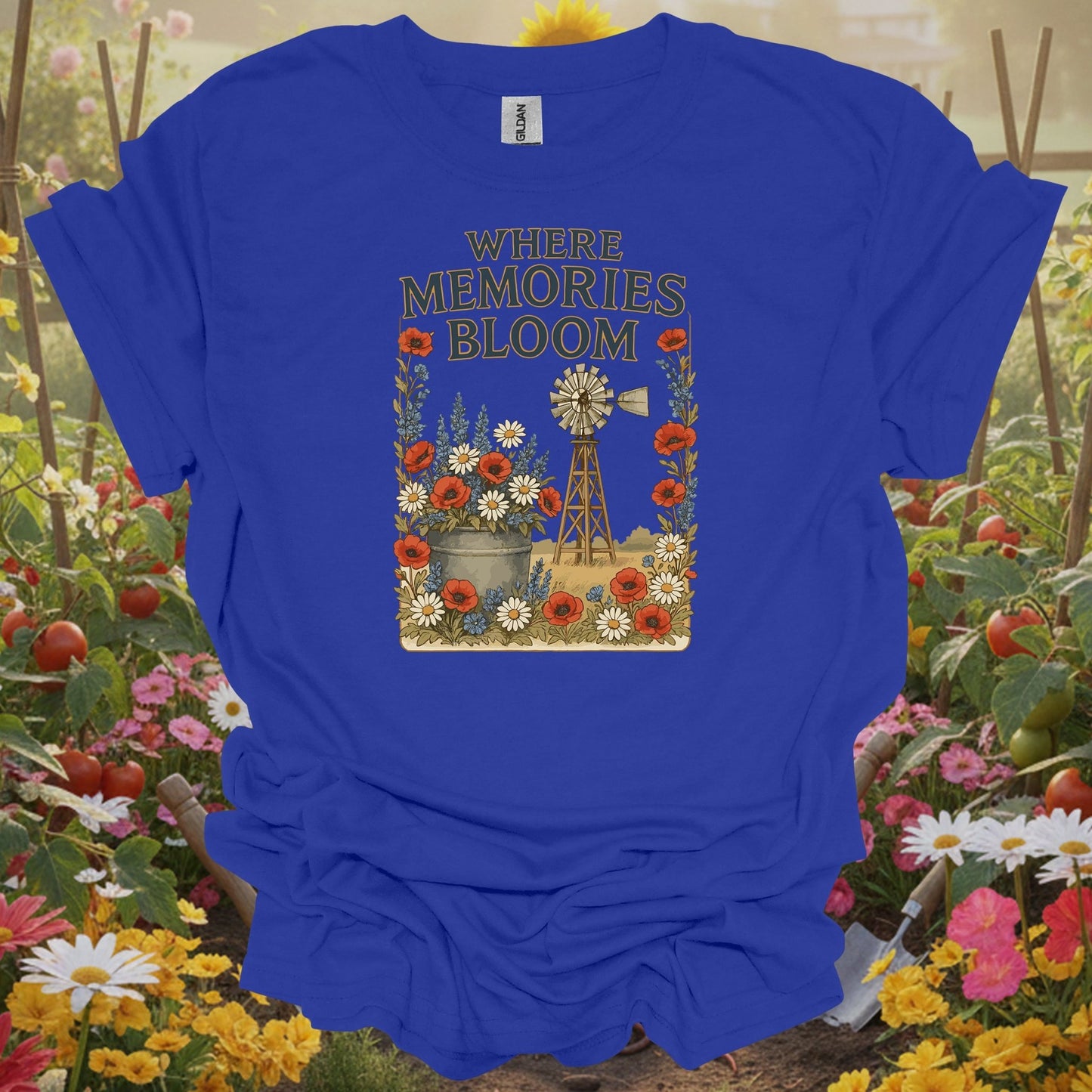 Royal tshirt showing a traditional windmill aesthetic that captures the restorative power of a life lived close to the earth for economists calculating cost savings