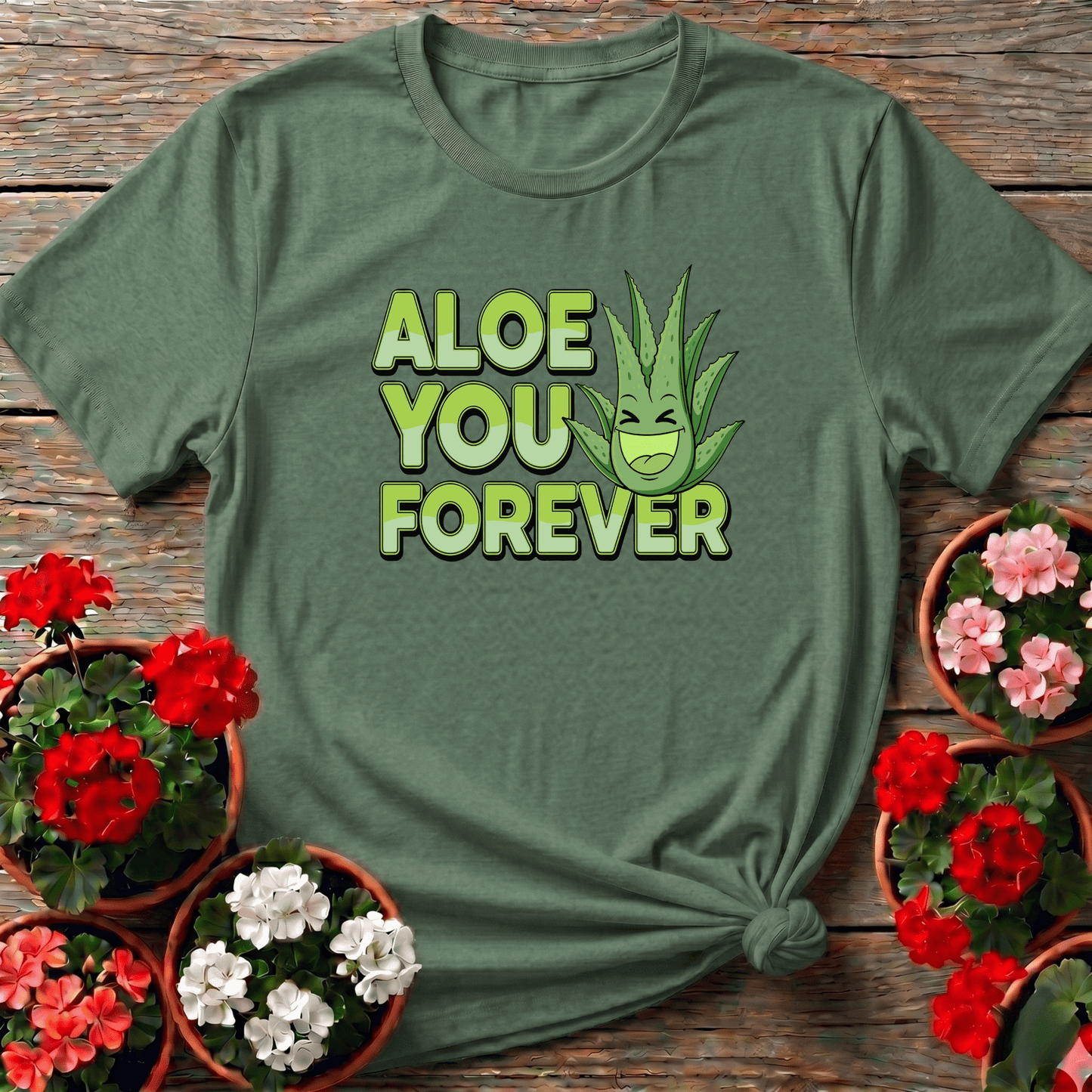 Whimsical Aloe You Forever Greenery Pun Tee - GardeningTshirts