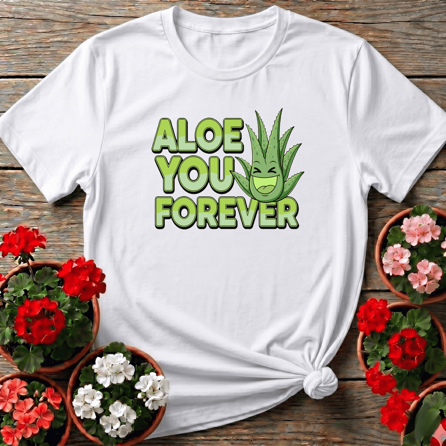 Whimsical Aloe You Forever Greenery Pun Tee - GardeningTshirts