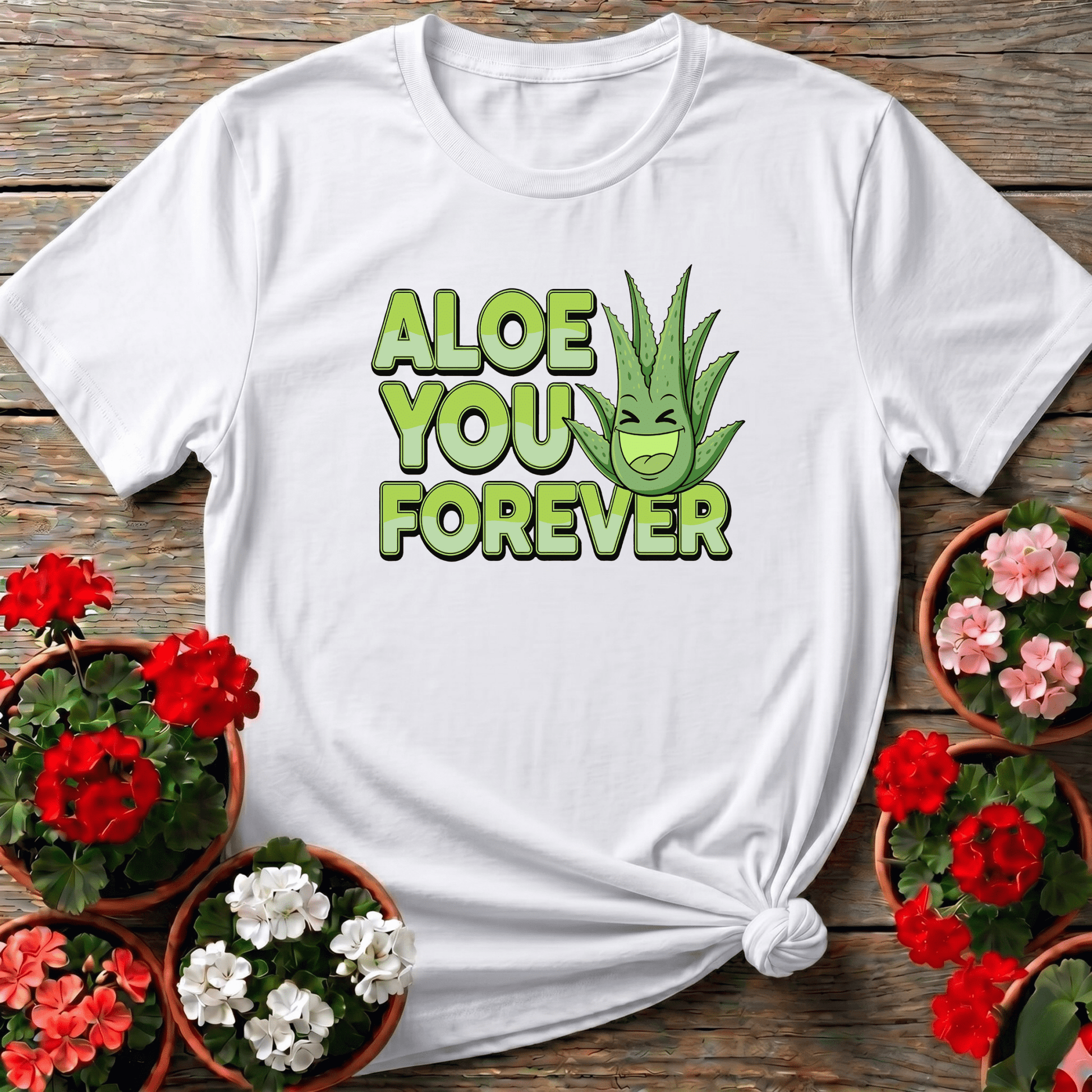 Whimsical Aloe You Forever Greenery Pun Tee - GardeningTshirts