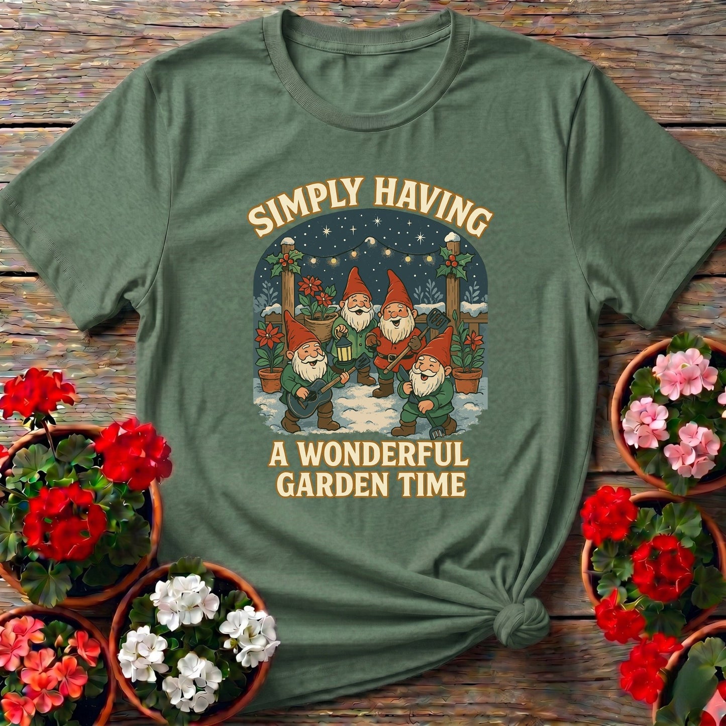Wonderful Garden Time Christmas Gnome T-shirt - GardeningTshirts