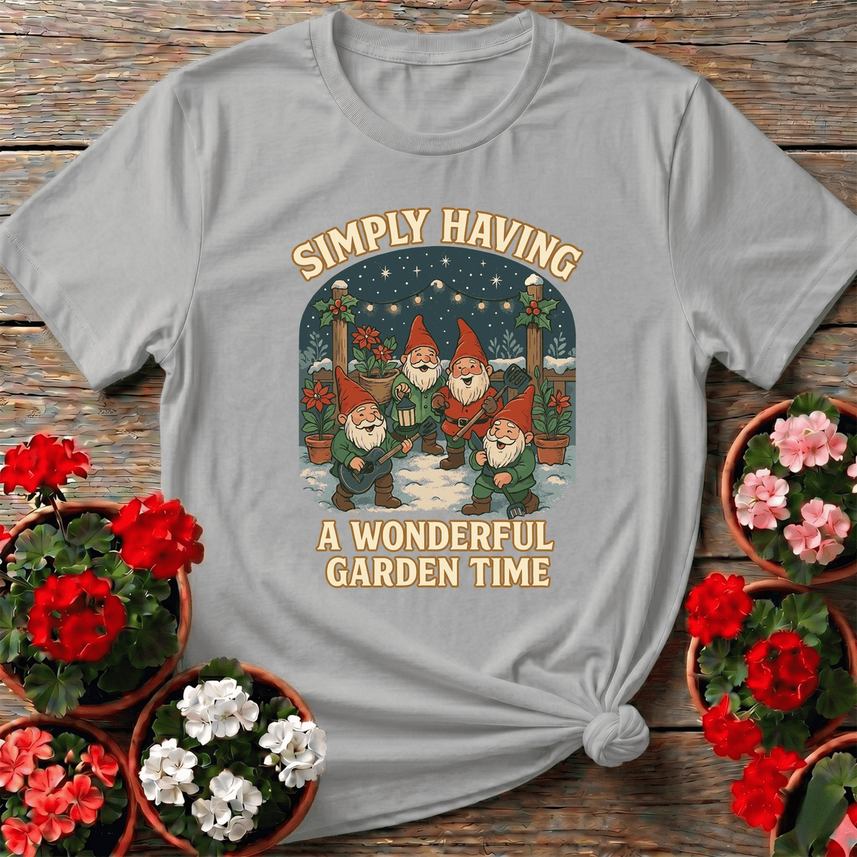 Wonderful Garden Time Christmas Gnome T-shirt - GardeningTshirts