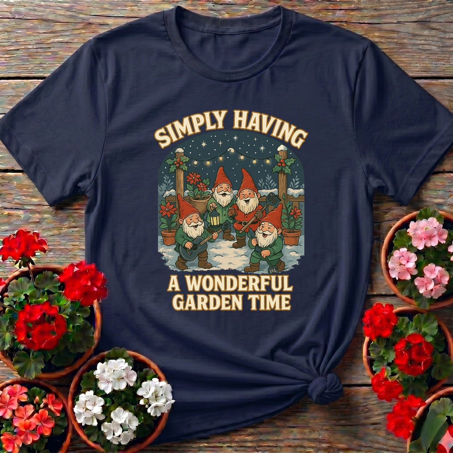 Wonderful Garden Time Christmas Gnome T-shirt - GardeningTshirts